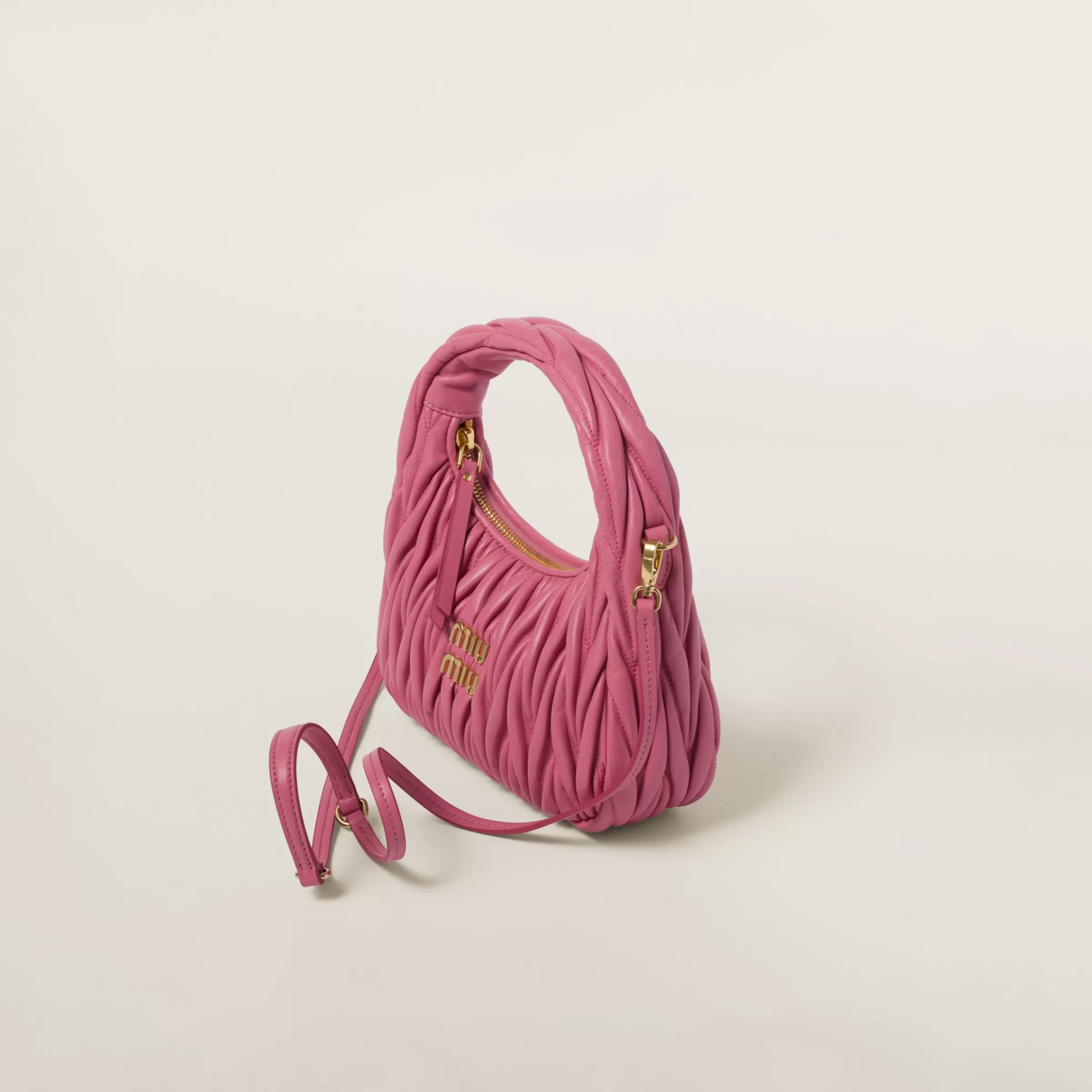 Miu Miu Wander Matelassé Nappa Leather Hobo Bag |