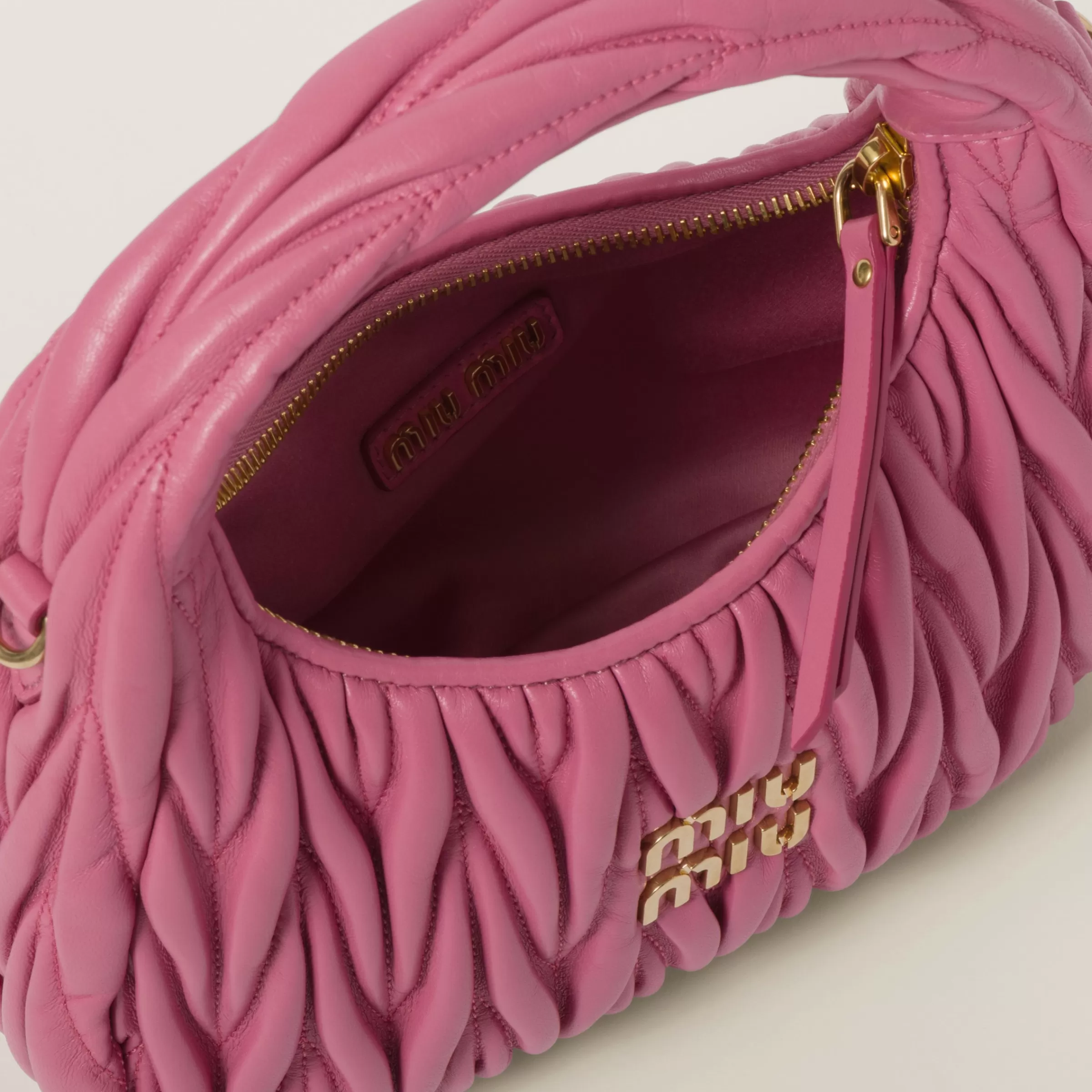 Miu Miu Wander Matelassé Nappa Leather Hobo Bag |