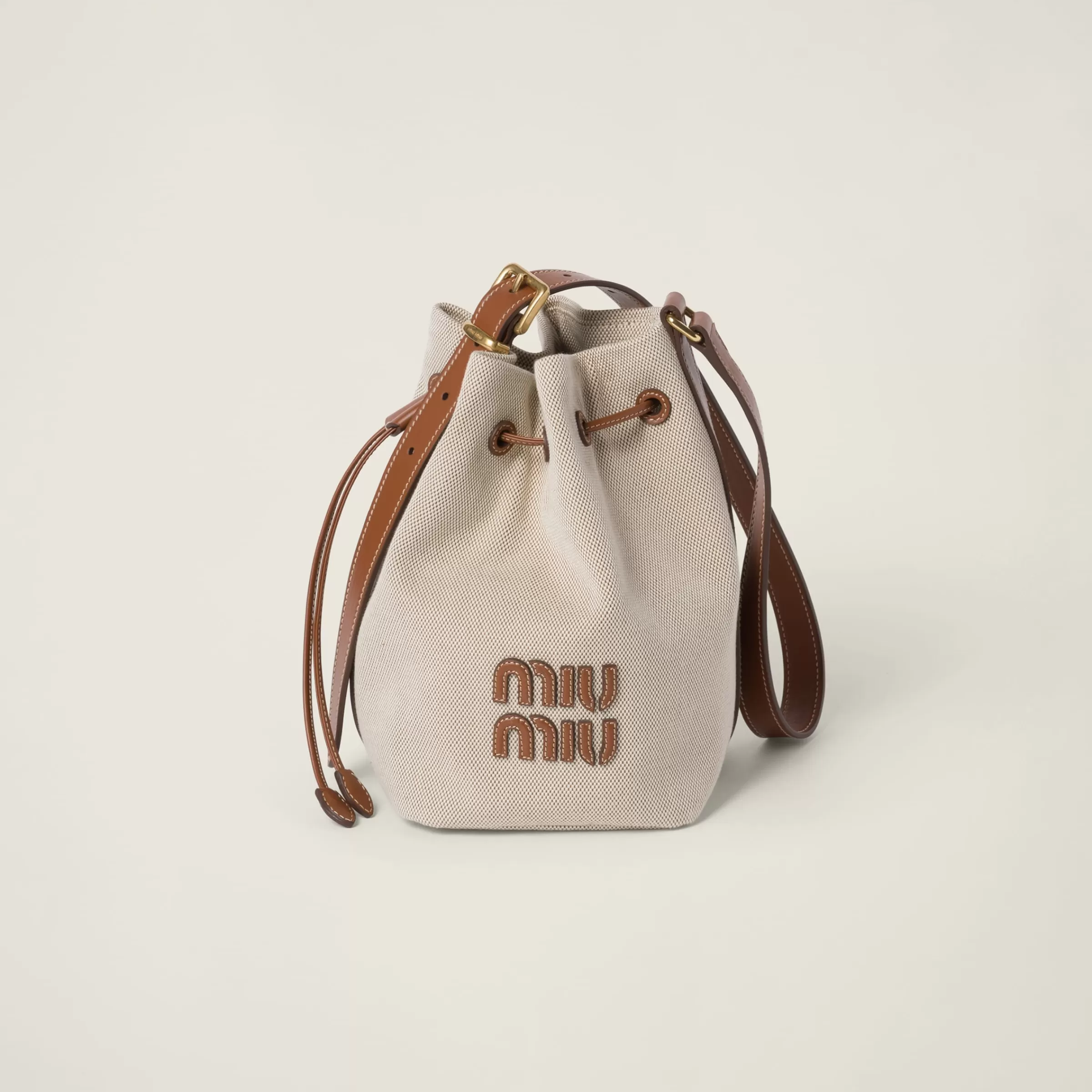 Miu Miu Canvas And Leather Bucket Bag |