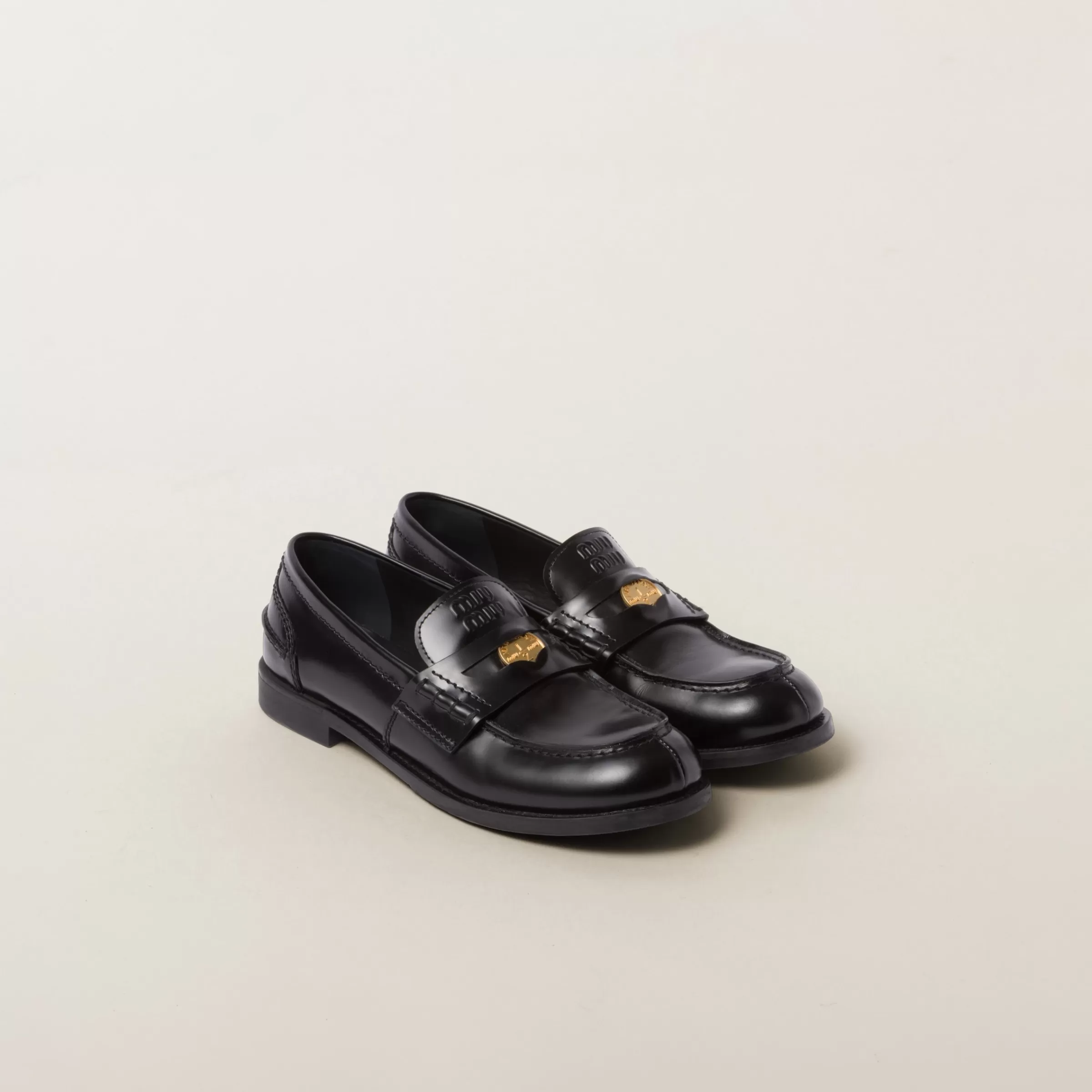 Miu Miu Brushed Leather Penny Loafers |
