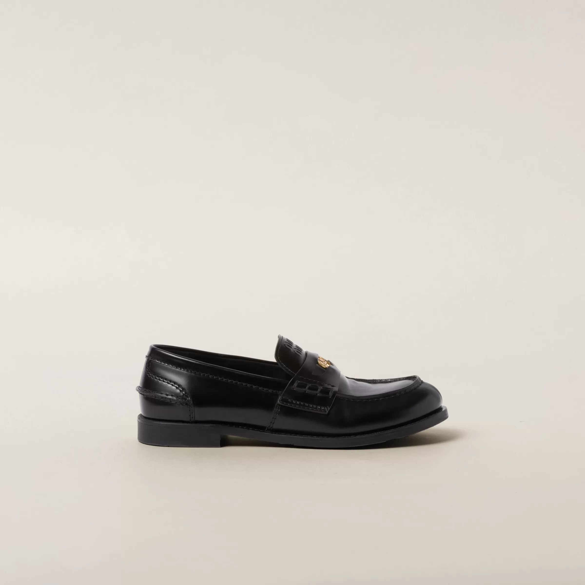 Miu Miu Brushed Leather Penny Loafers |