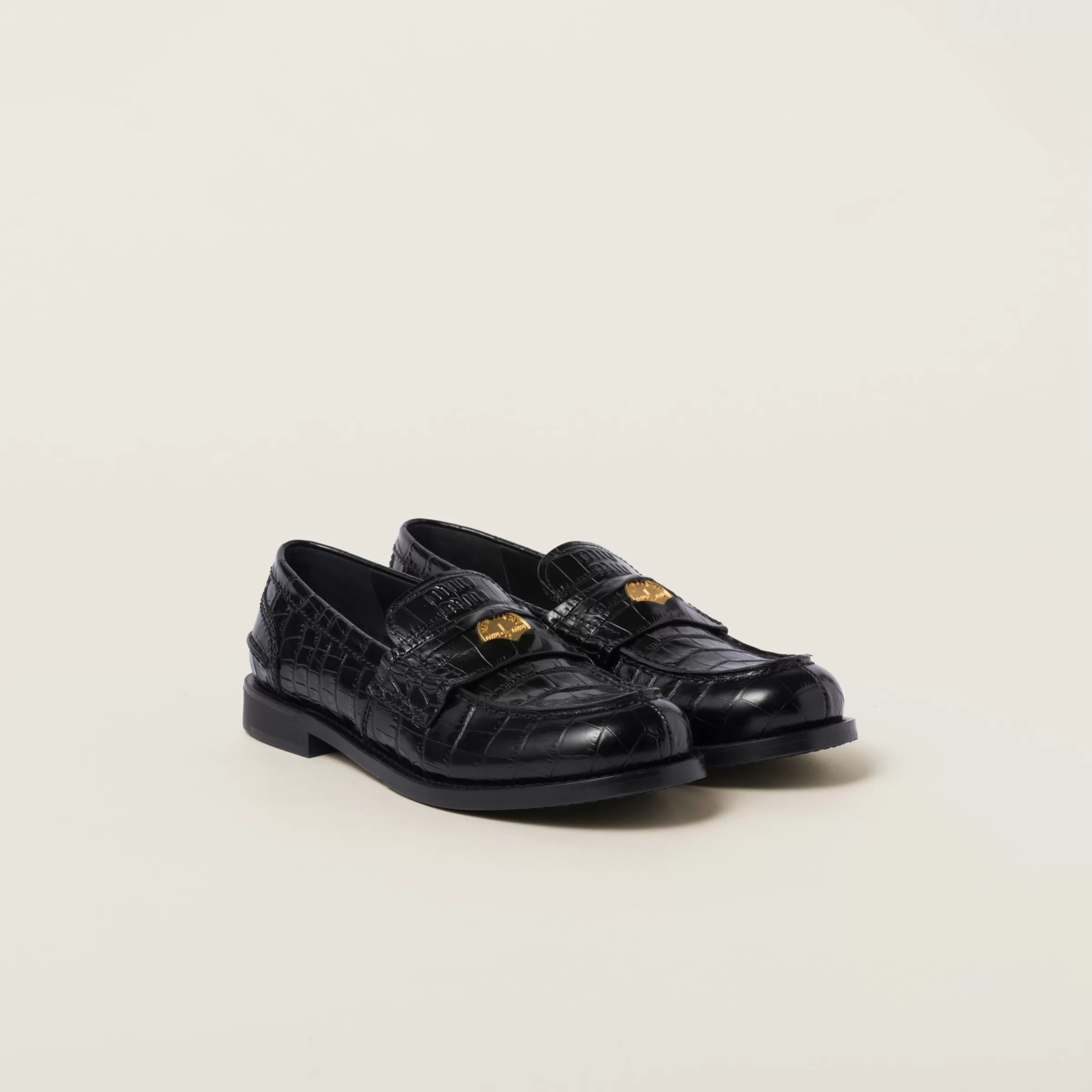 Miu Miu Croco-print Leather Penny Loafers |