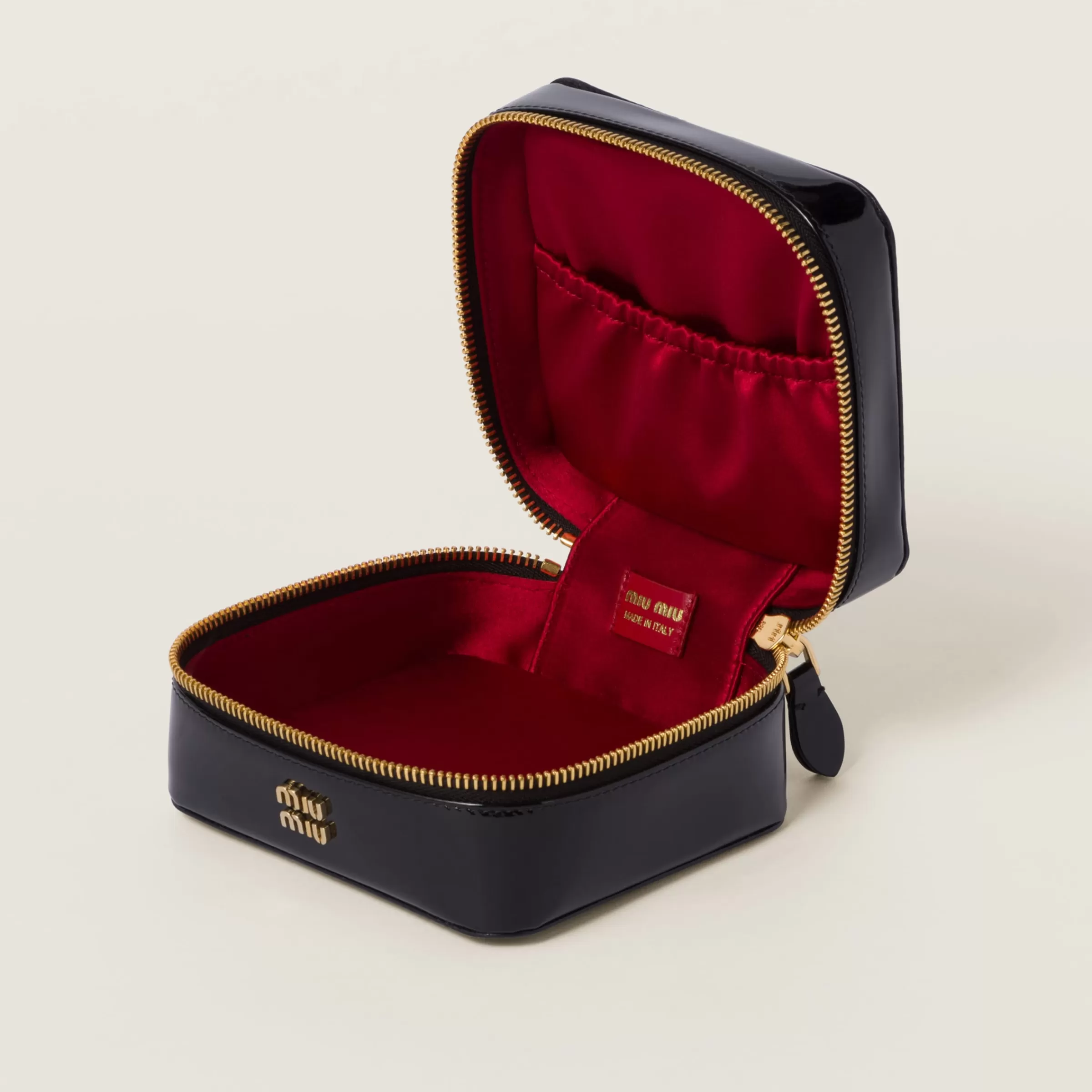 Miu Miu Leather And Patent Leather Jewelry Travel Case |