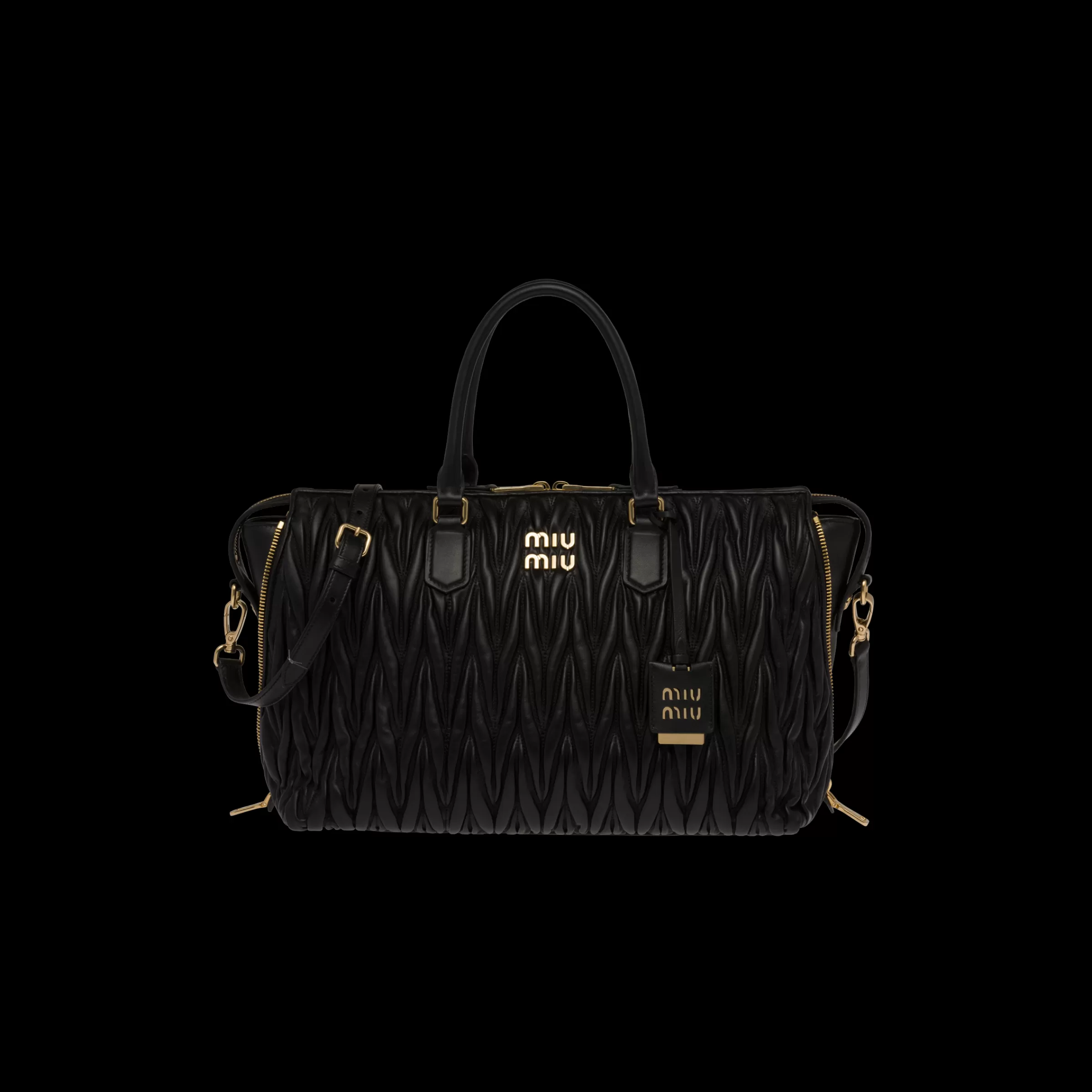 Miu Miu Black Matelassé Nappa Leather Handbag |