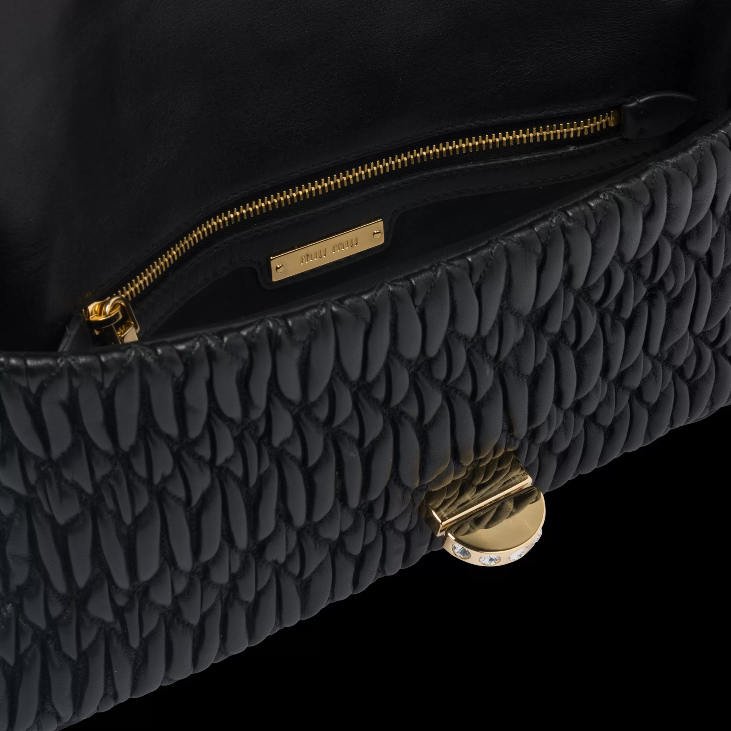 Miu Miu Iconic Crystal Cloqué Nappa Leather Bag |