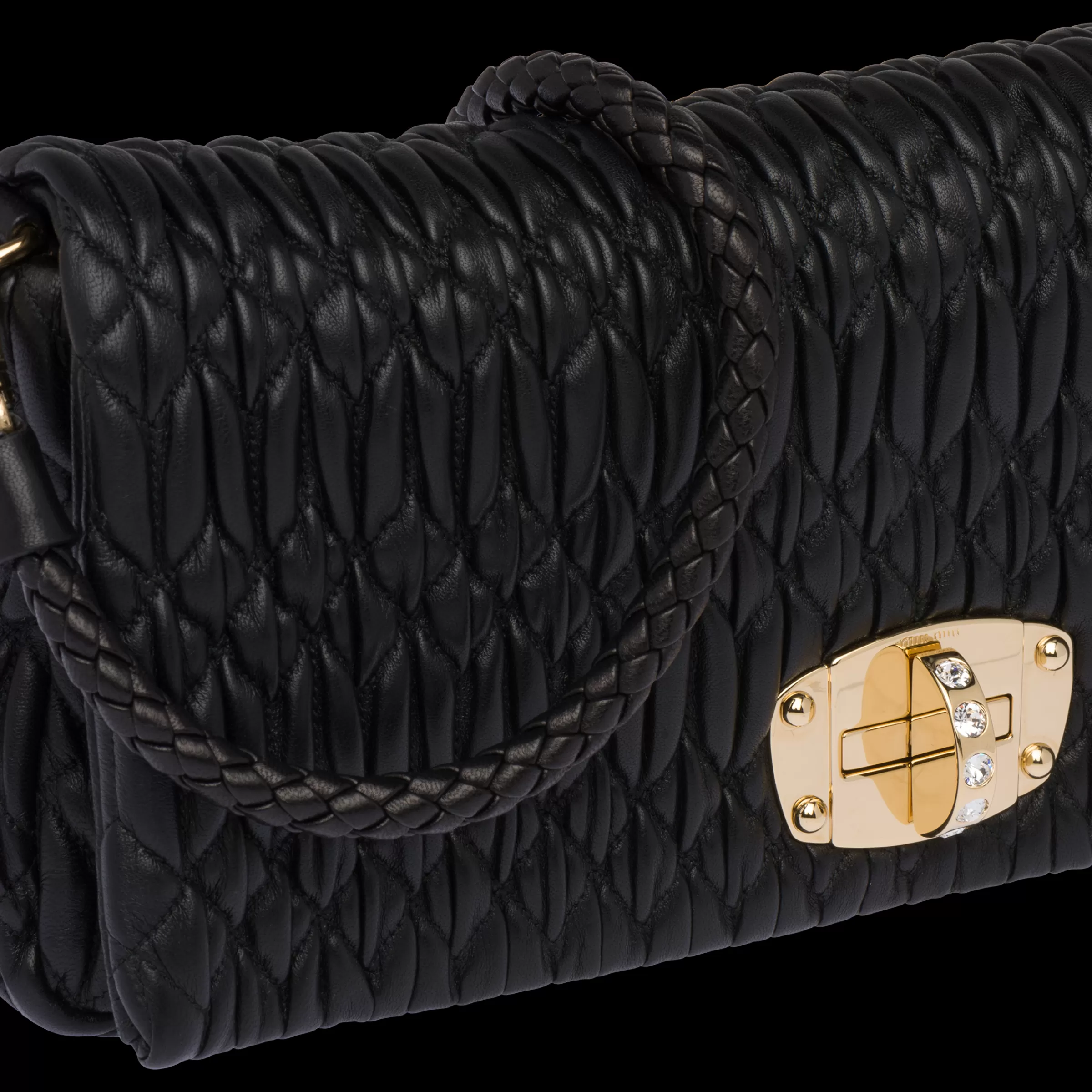 Miu Miu Iconic Crystal Cloqué Nappa Leather Bag |