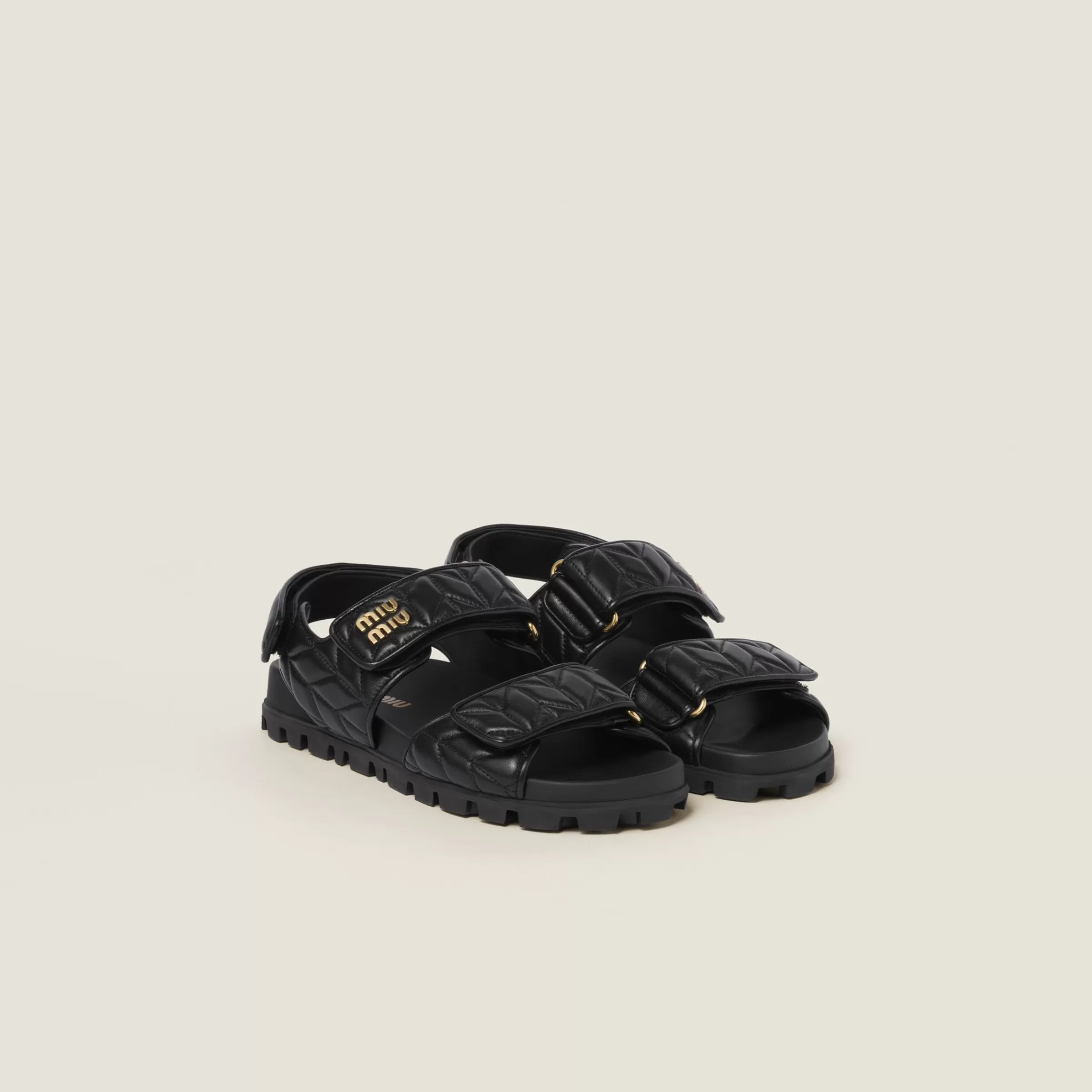 Miu Miu Sporty Matelassé Nappa Leather Sandals |