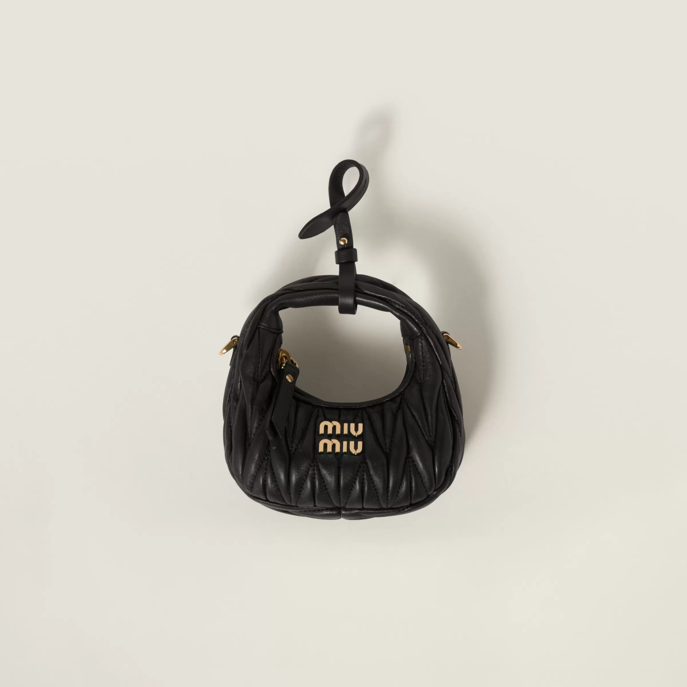 Miu Miu Wander Matelassé Nappa Leather Micro Hobo Bag |
