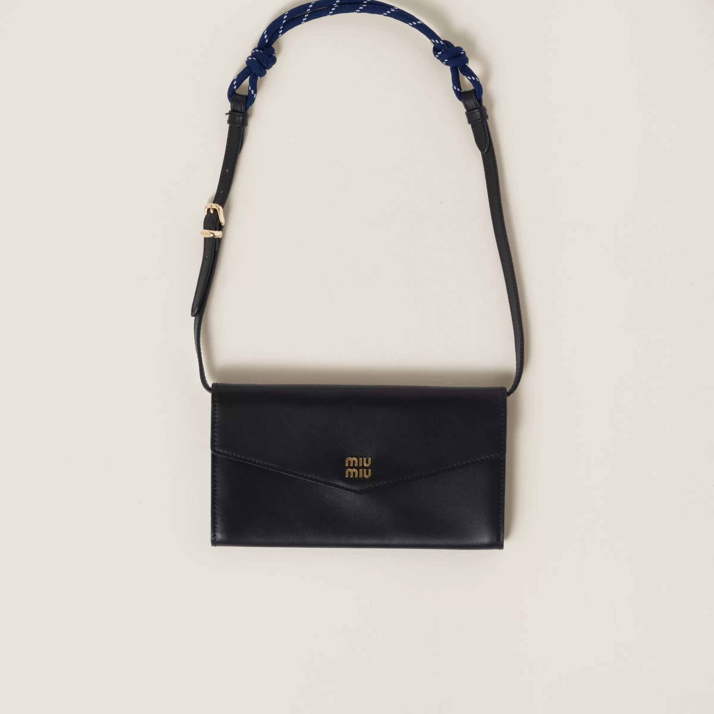 Miu Miu Leather Wallet With Leather And Cord Shoulder Strap |