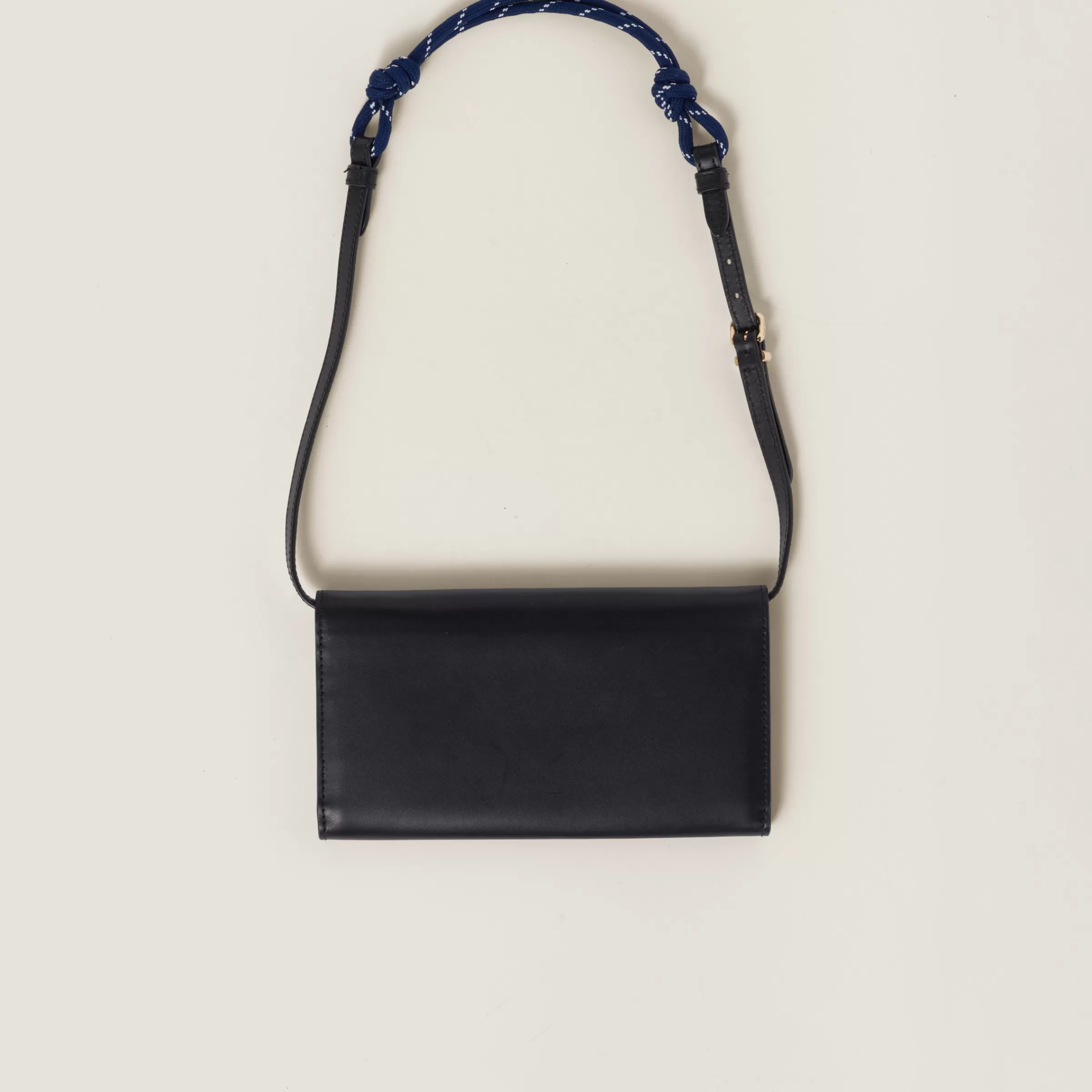Miu Miu Leather Wallet With Leather And Cord Shoulder Strap |