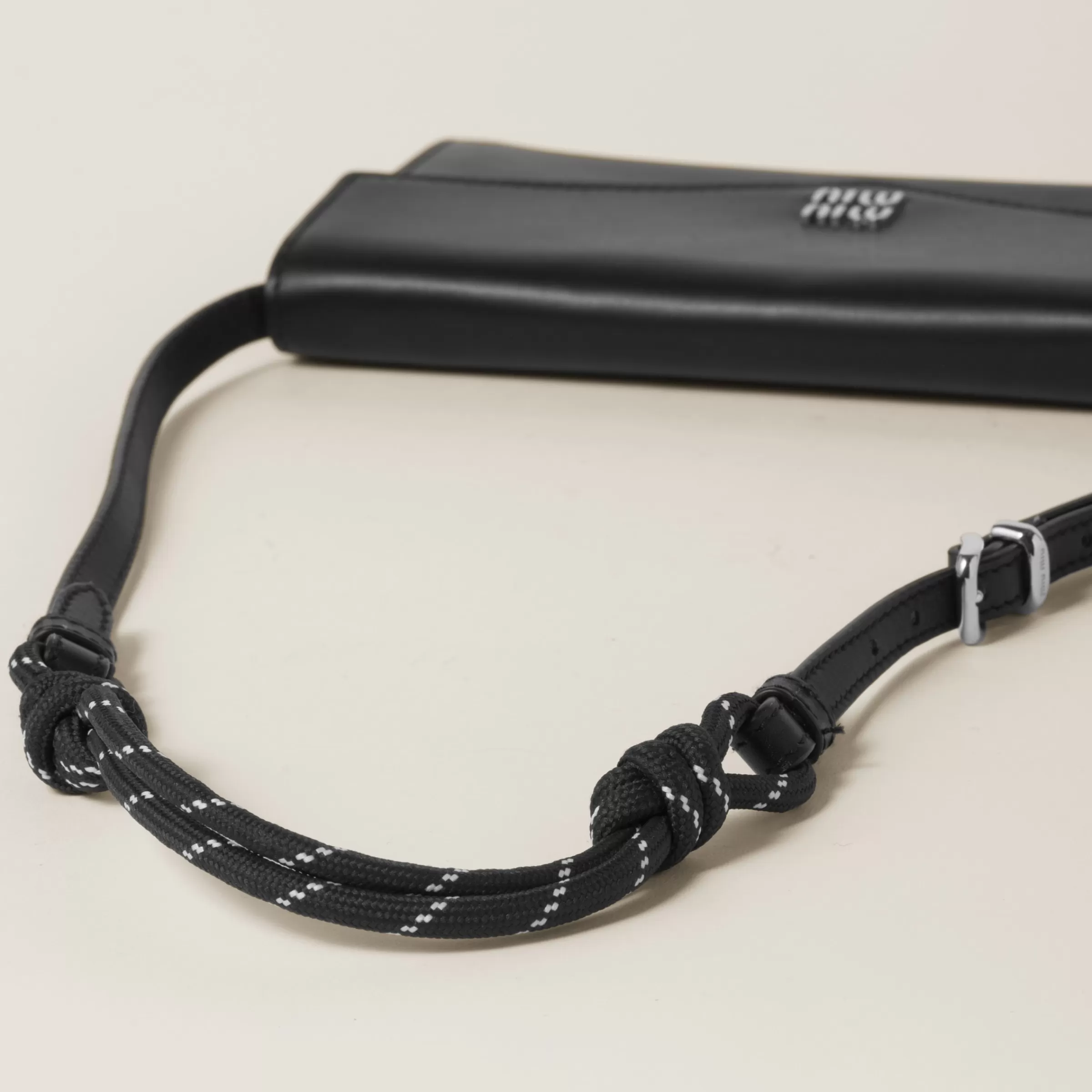 Miu Miu Leather Wallet With Leather And Cord Shoulder Strap |