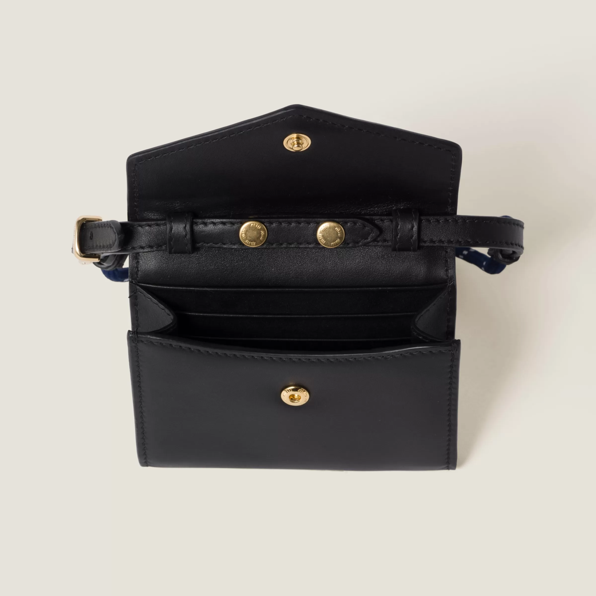 Miu Miu Leather Wallet With Leather And Cord Shoulder Strap |