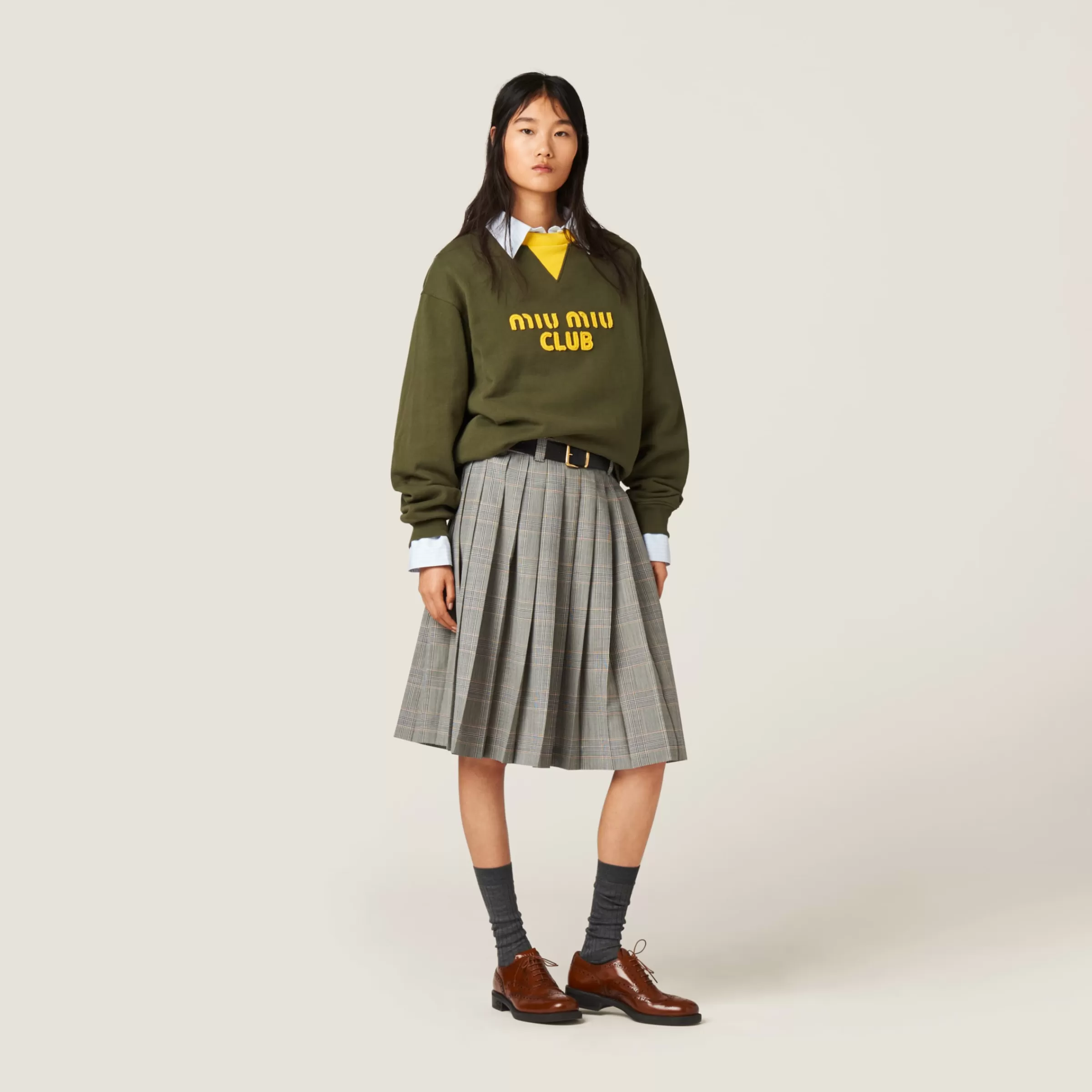 Miu Miu Cotton Fleece Sweatshirt With Embroidered Logo |