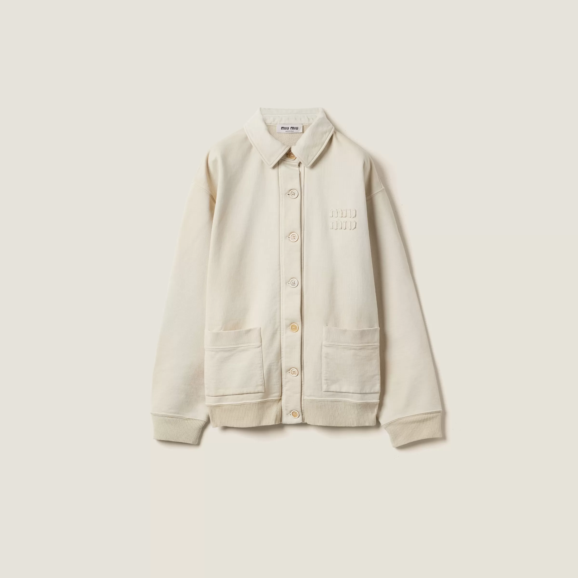 Miu Miu Garment-dyed Cotton Fleece Blouson Jacket |