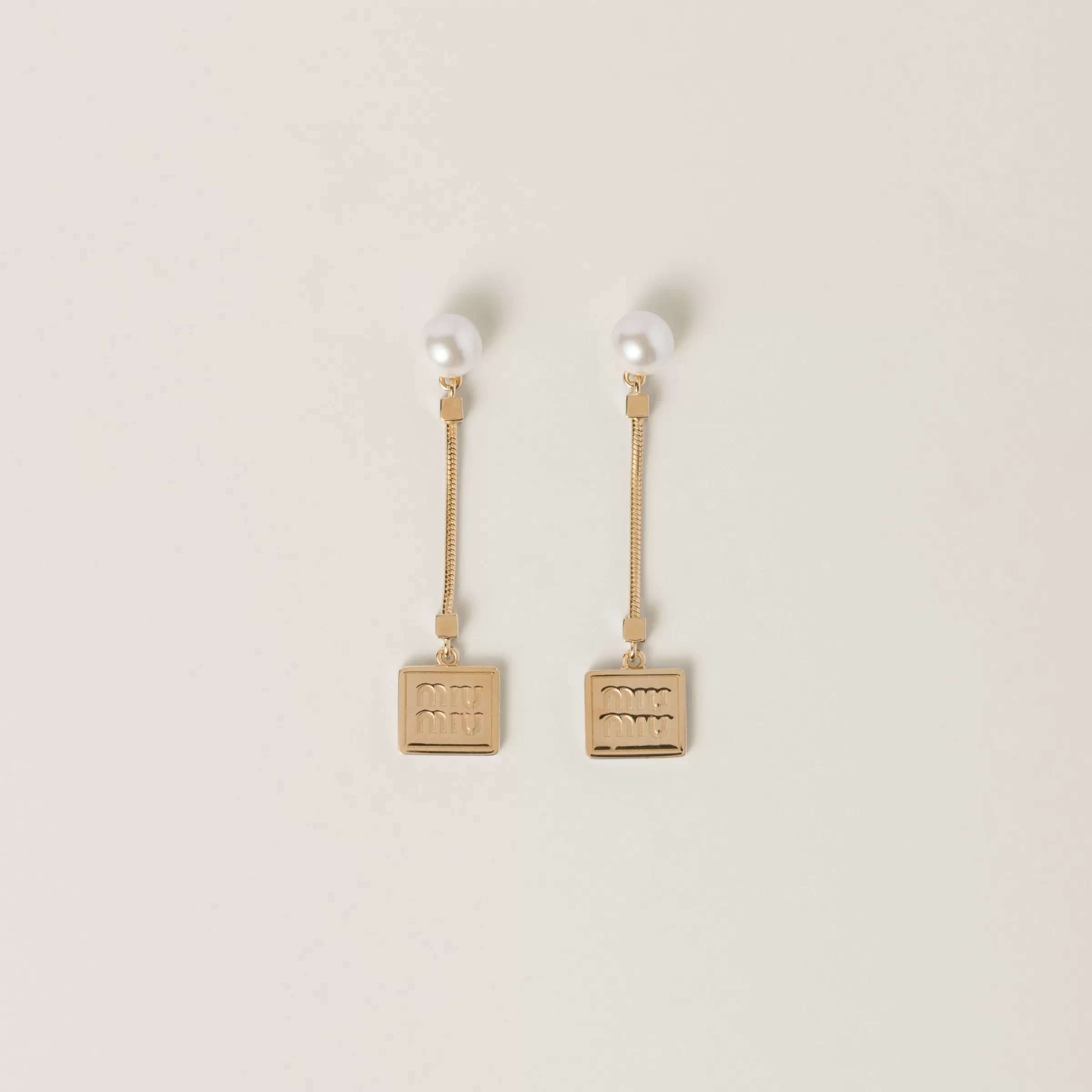 Miu Miu Metal Earrings With Artificial Pearls |