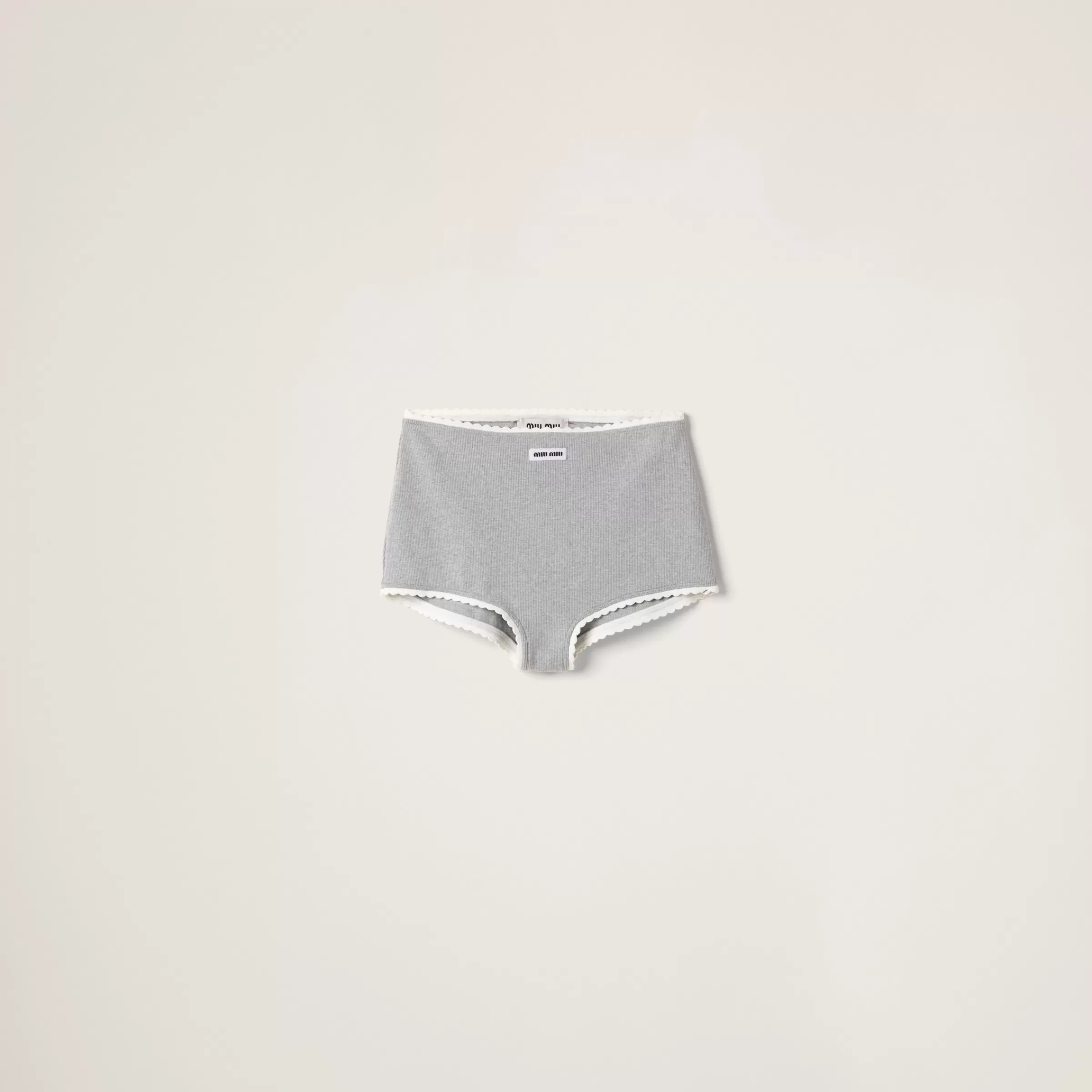 Miu Miu Ribbed Knit Panties With Logo |