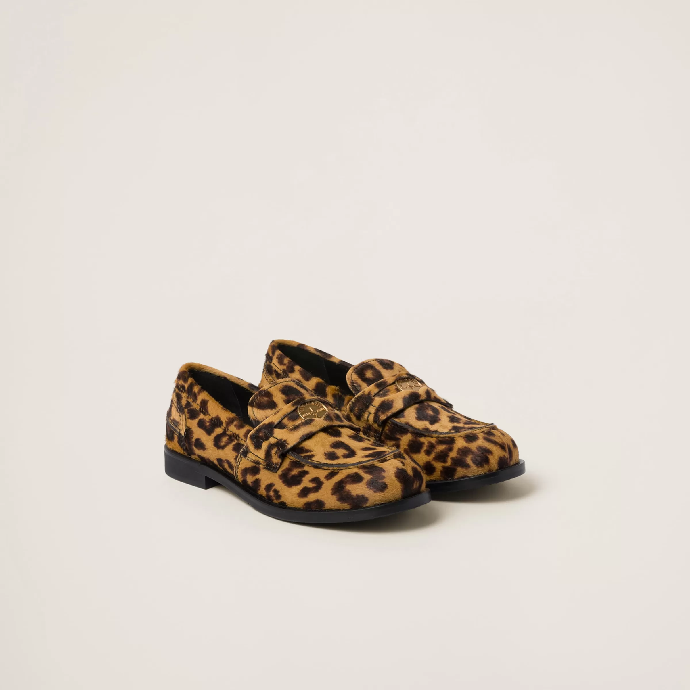 Miu Miu Leopard-print Calf Hair-effect Loafers |