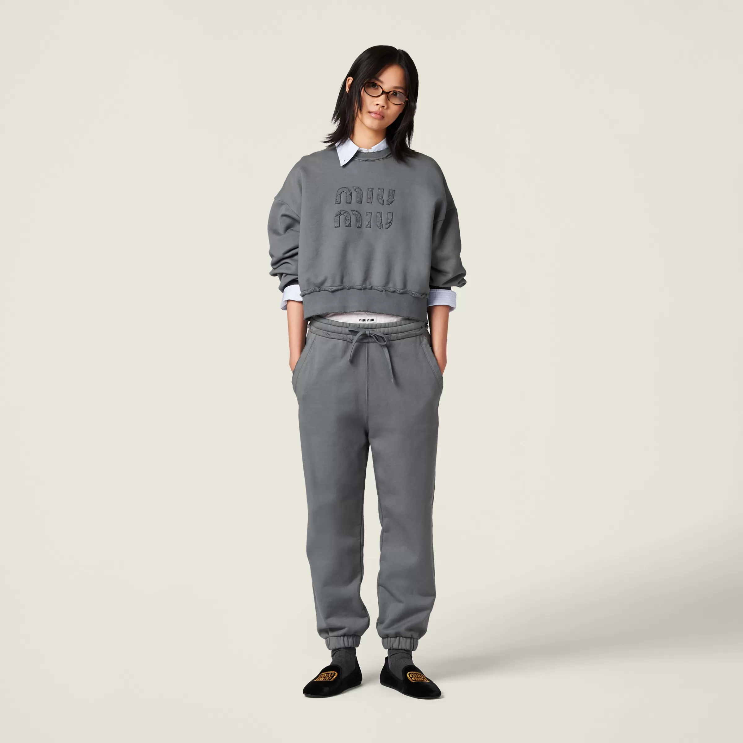 Miu Miu Garment-dyed Cotton Fleece Pants |