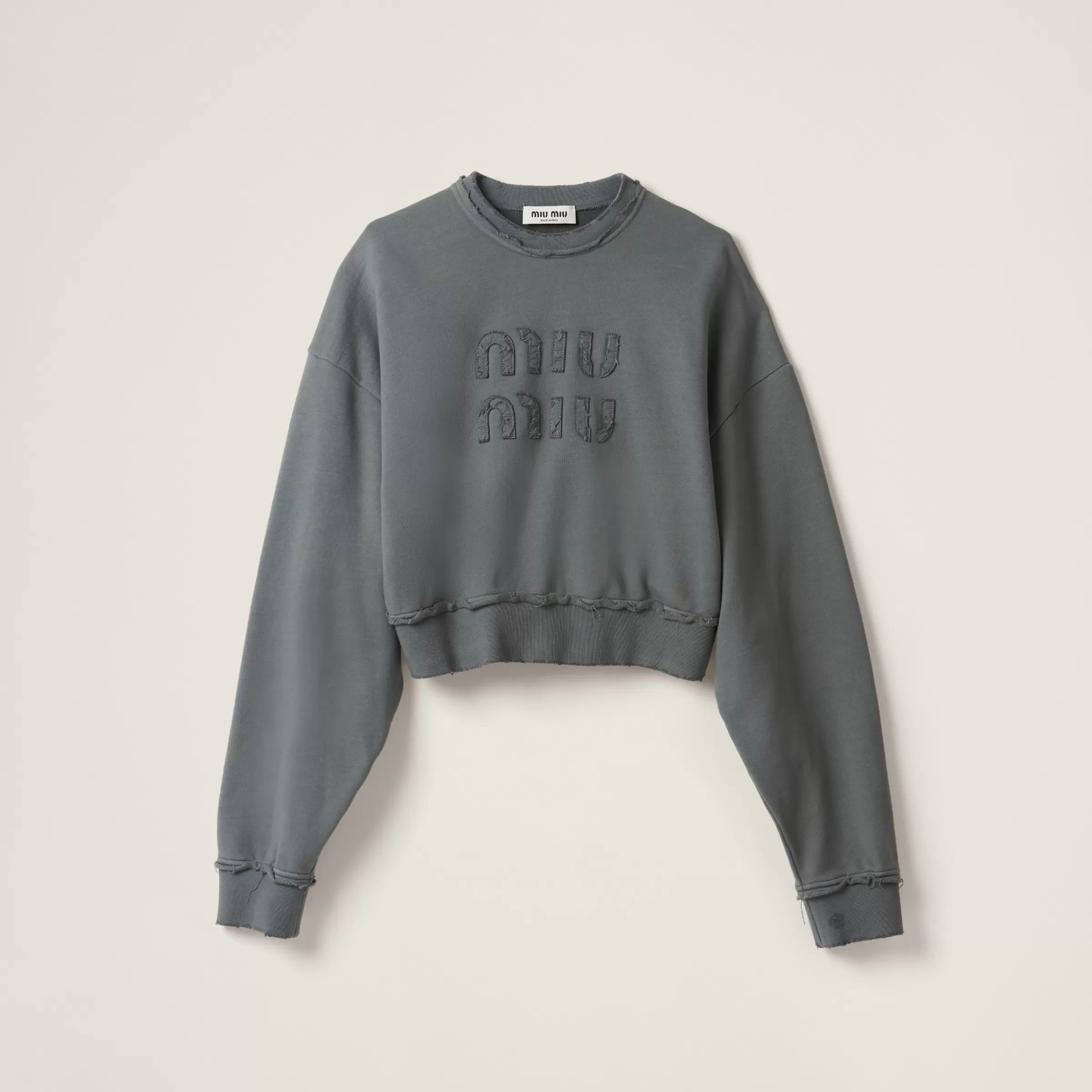 Miu Miu Garment-dyed Cotton Fleece Sweatshirt |