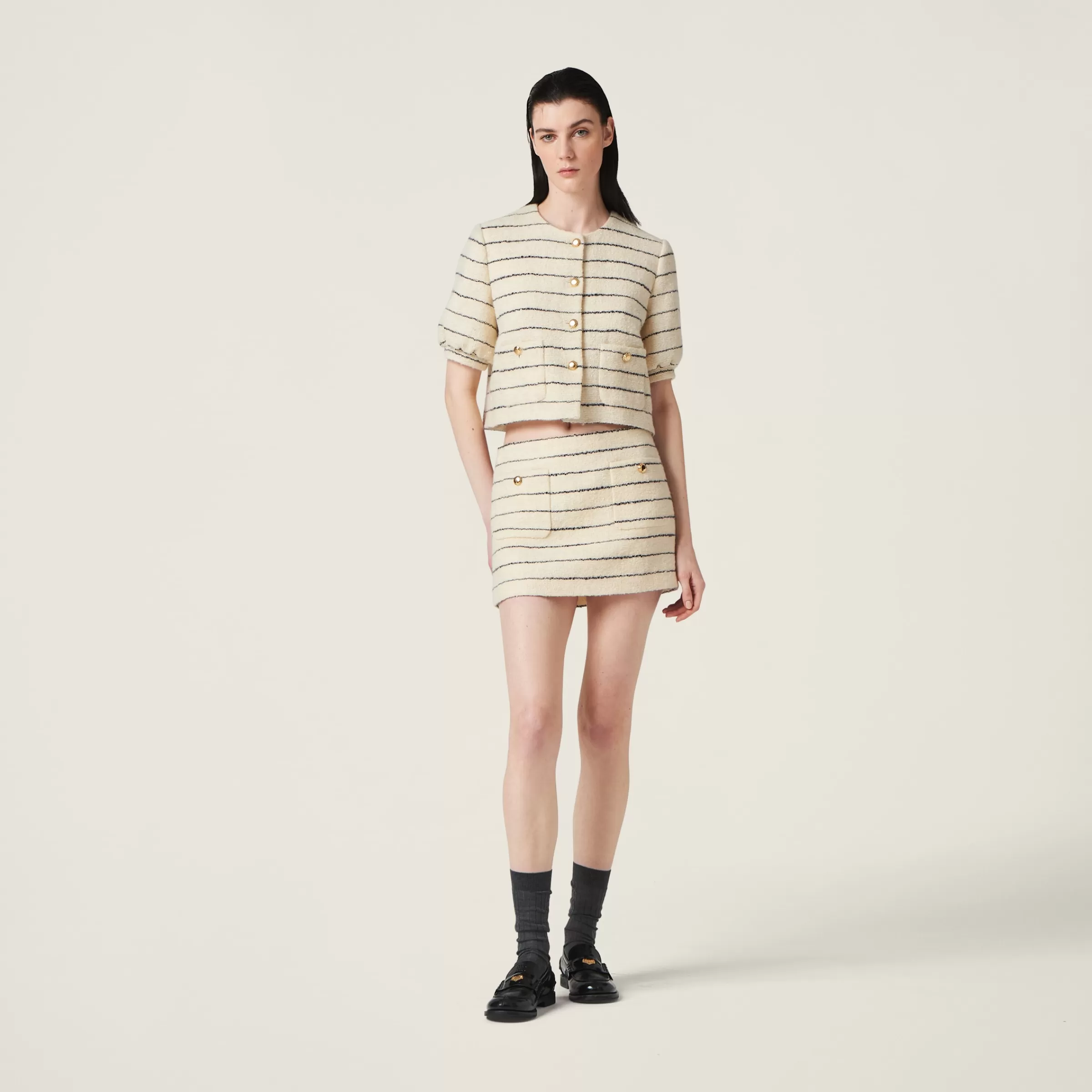 Miu Miu Striped Bouclé Miniskirt |