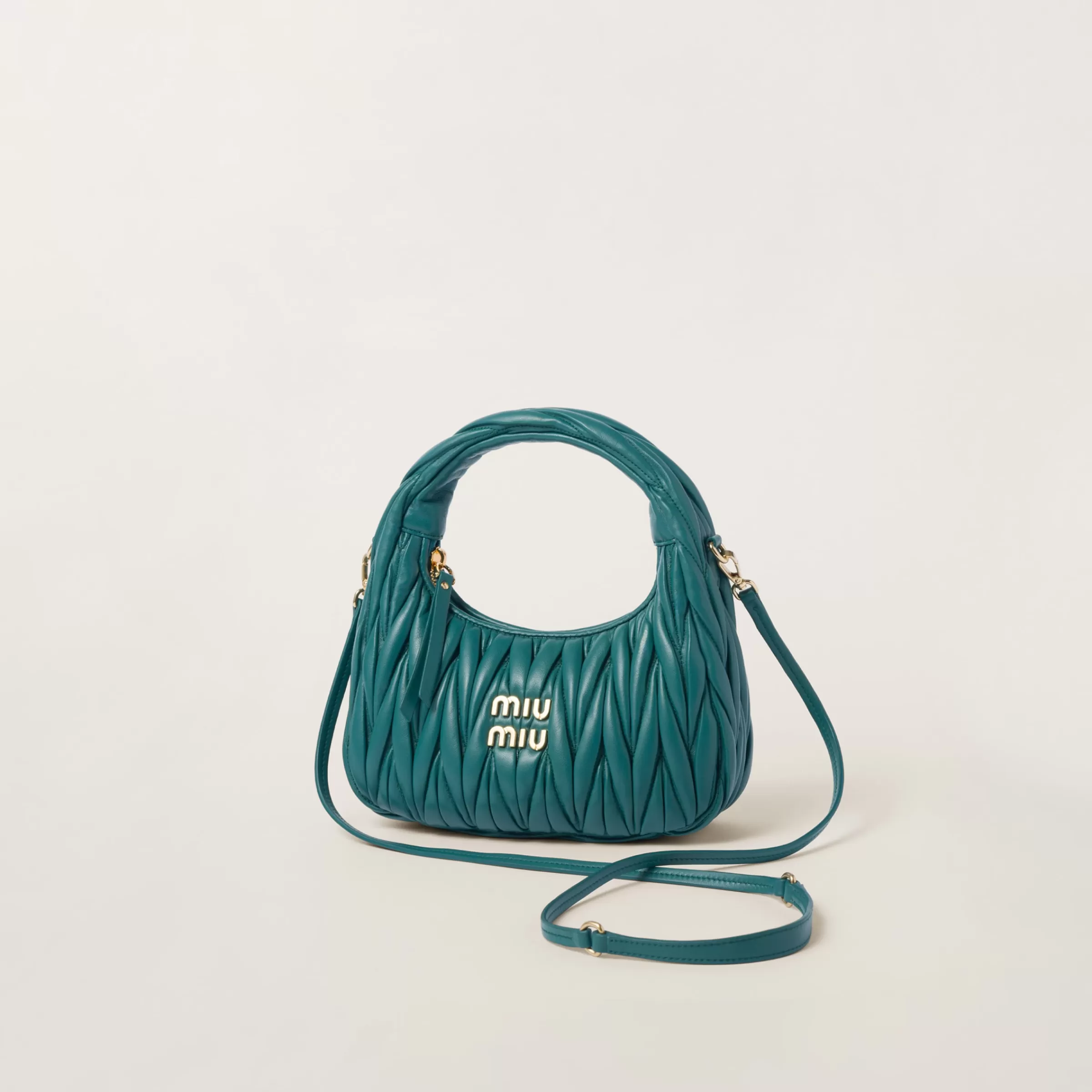 Miu Miu Wander Matelassé Nappa Leather Hobo Bag |
