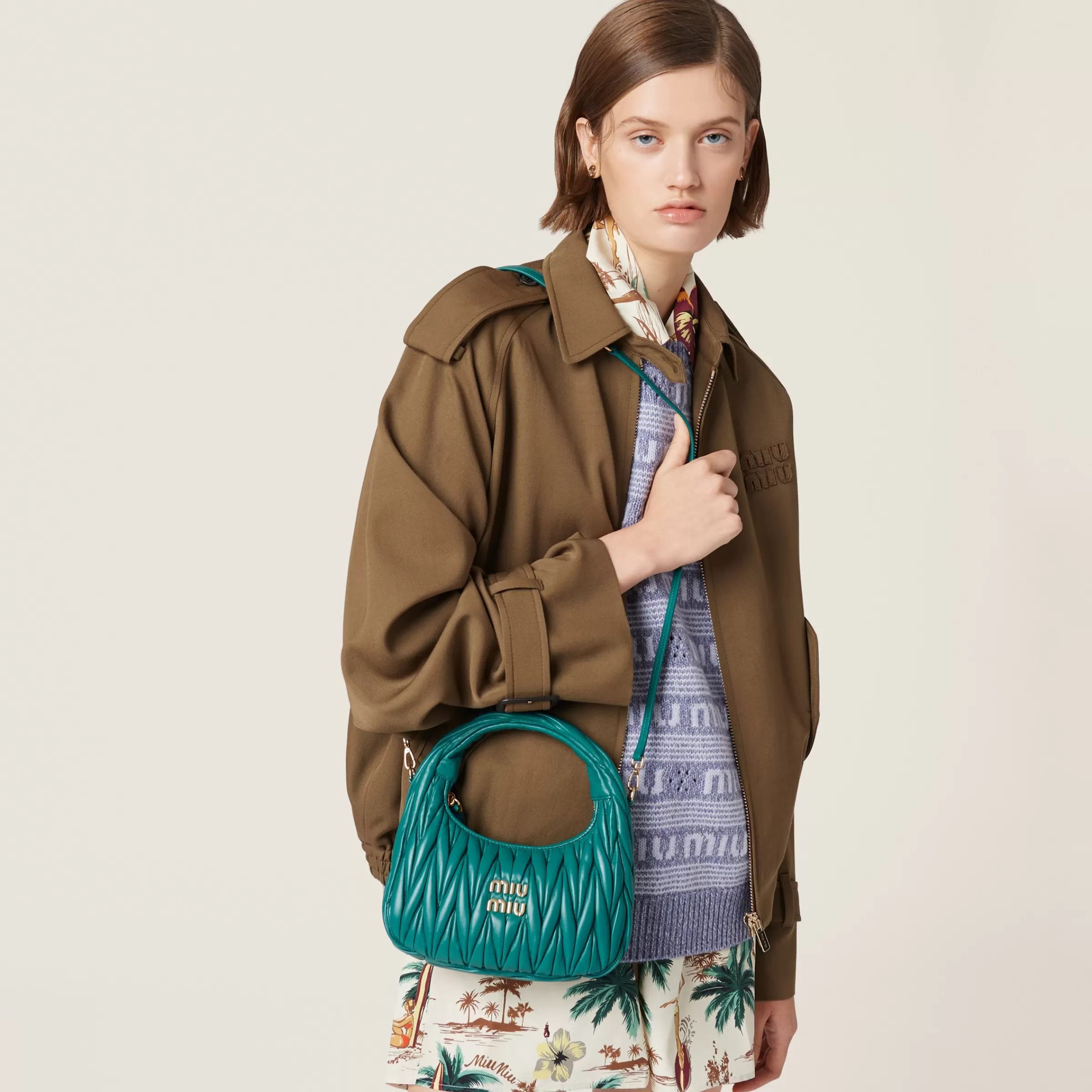 Miu Miu Wander Matelassé Nappa Leather Hobo Bag |