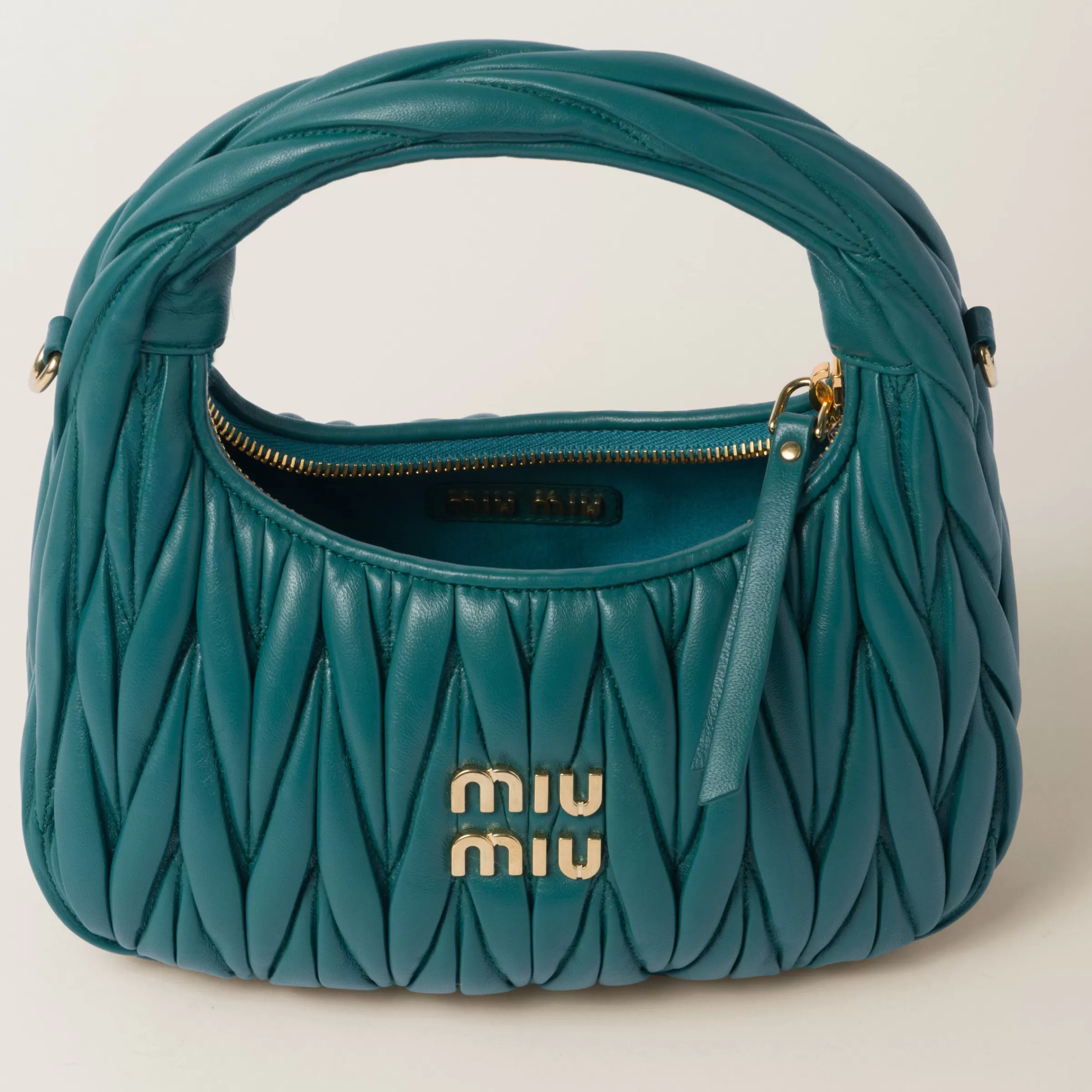Miu Miu Wander Matelassé Nappa Leather Hobo Bag |