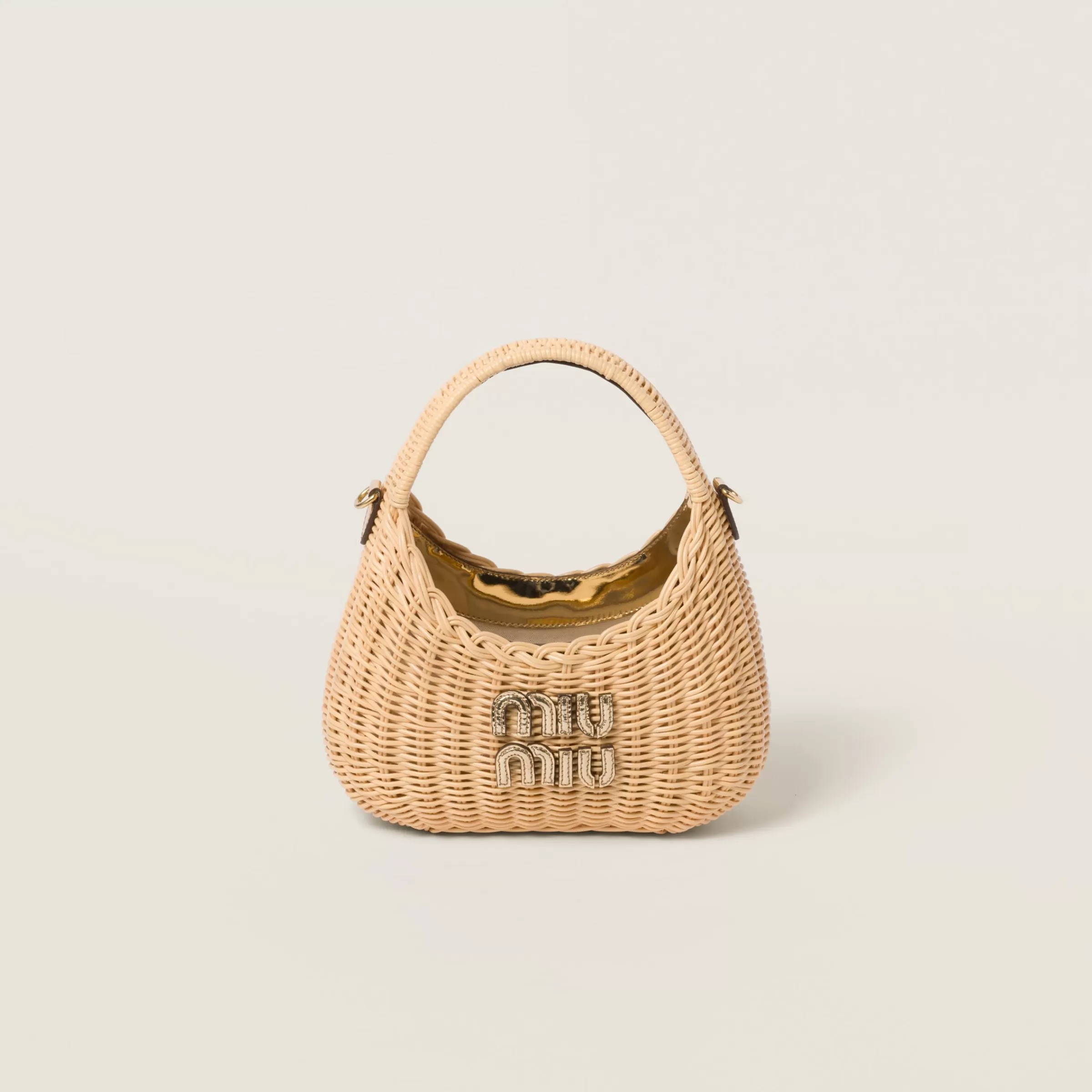 Miu Miu Wander Woven Raffia-effect Yarn Hobo Bag With Leather Details |