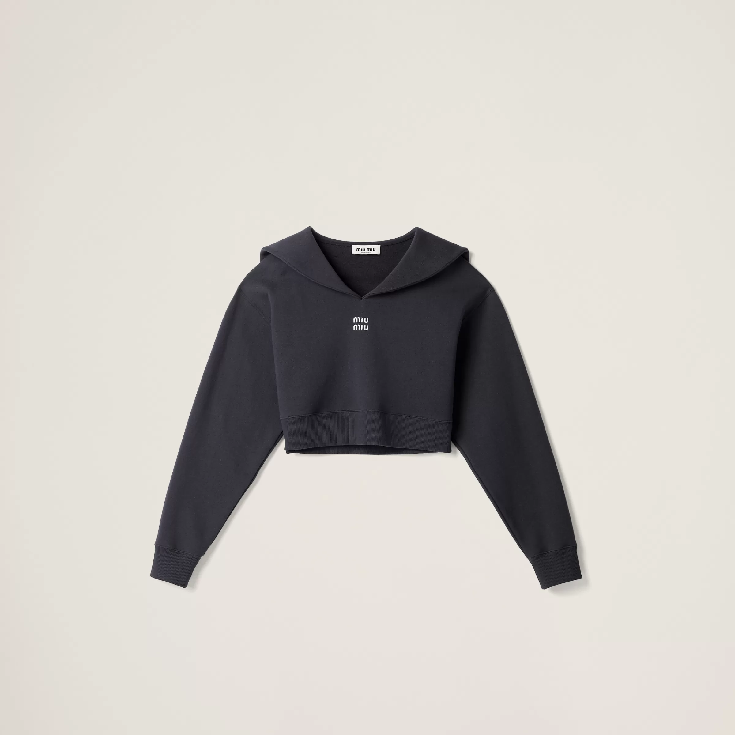 Miu Miu Cotton Fleece Sweatshirt With Embroidered Logo |