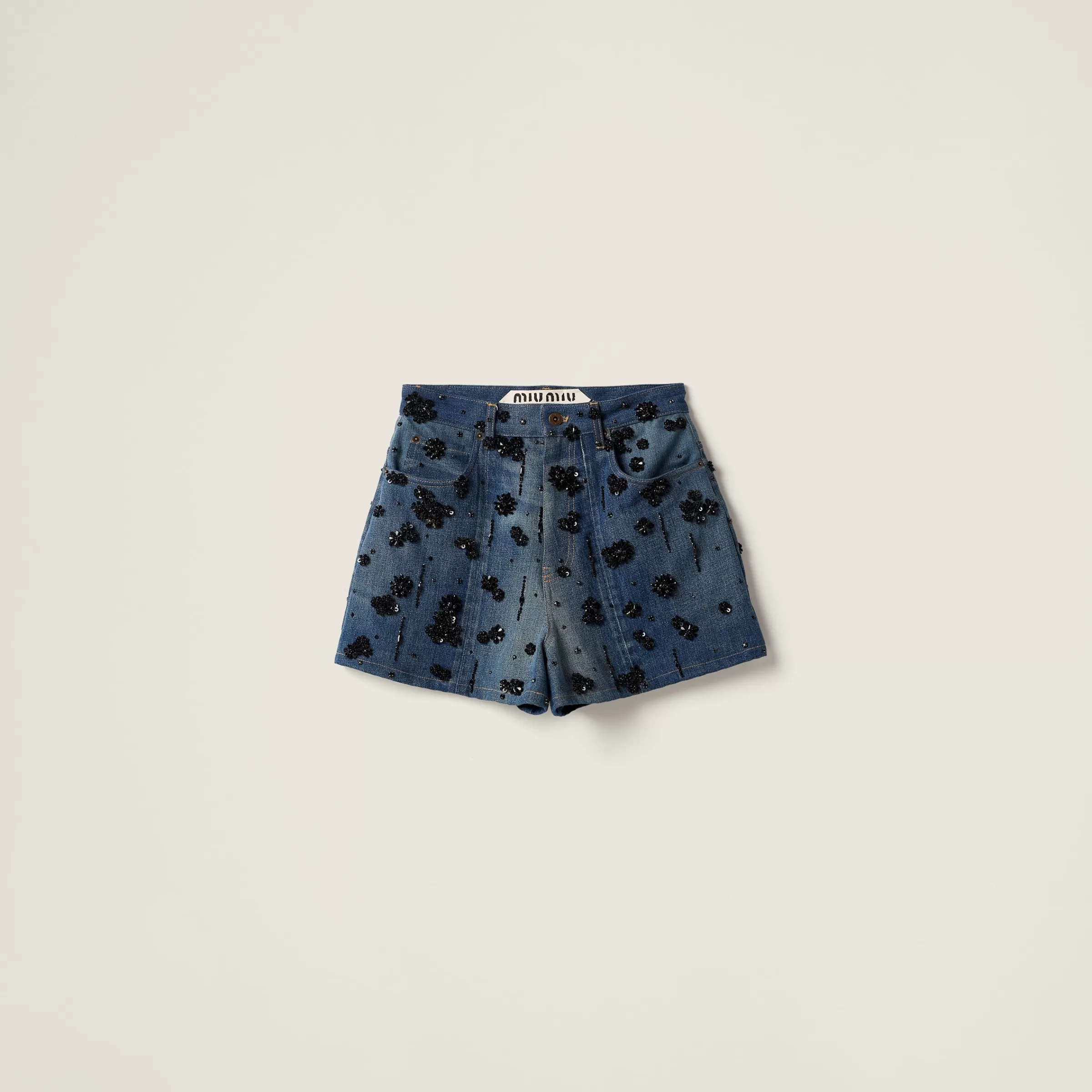 Miu Miu Embellished Denim Shorts |