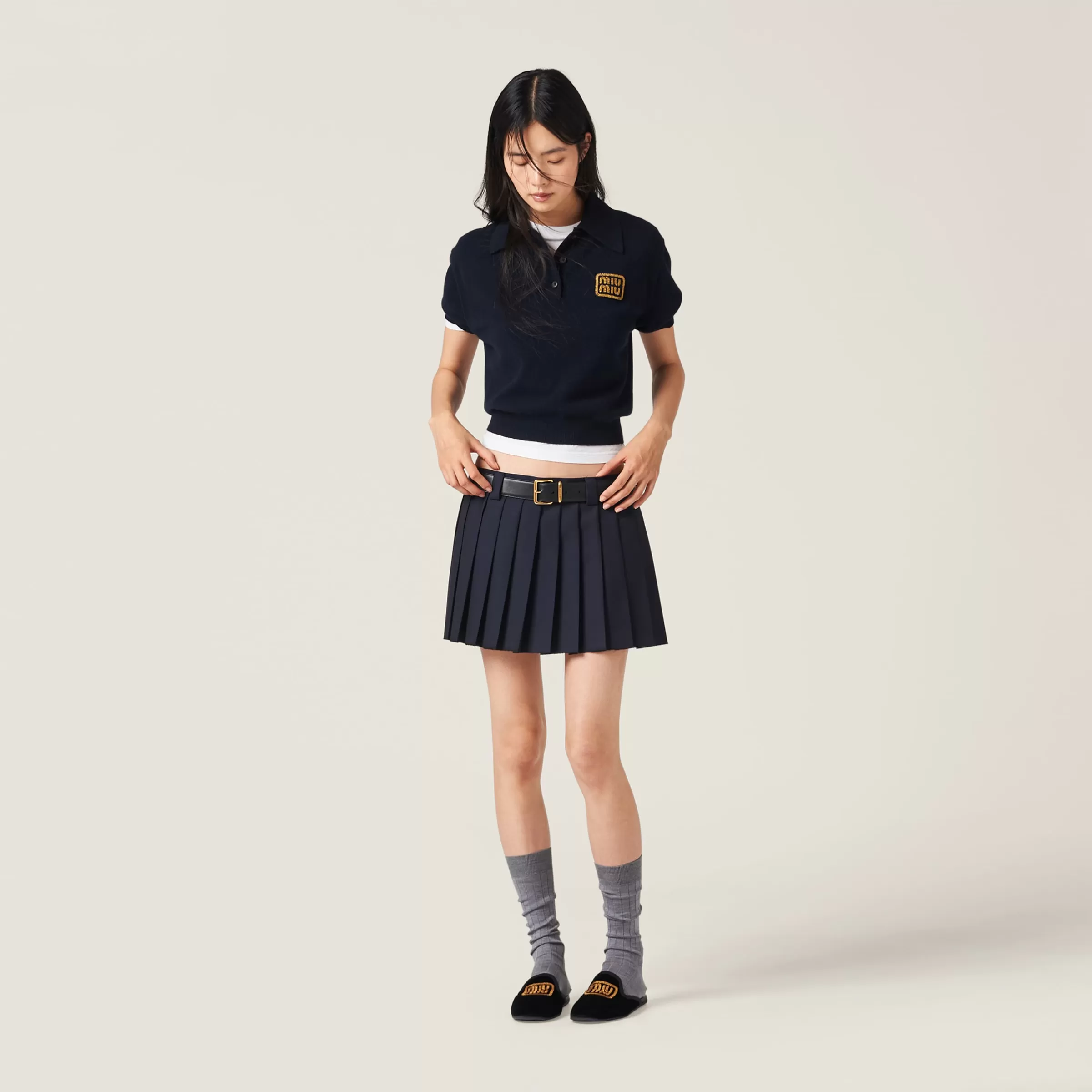 Miu Miu Pleated Batavia Miniskirt |