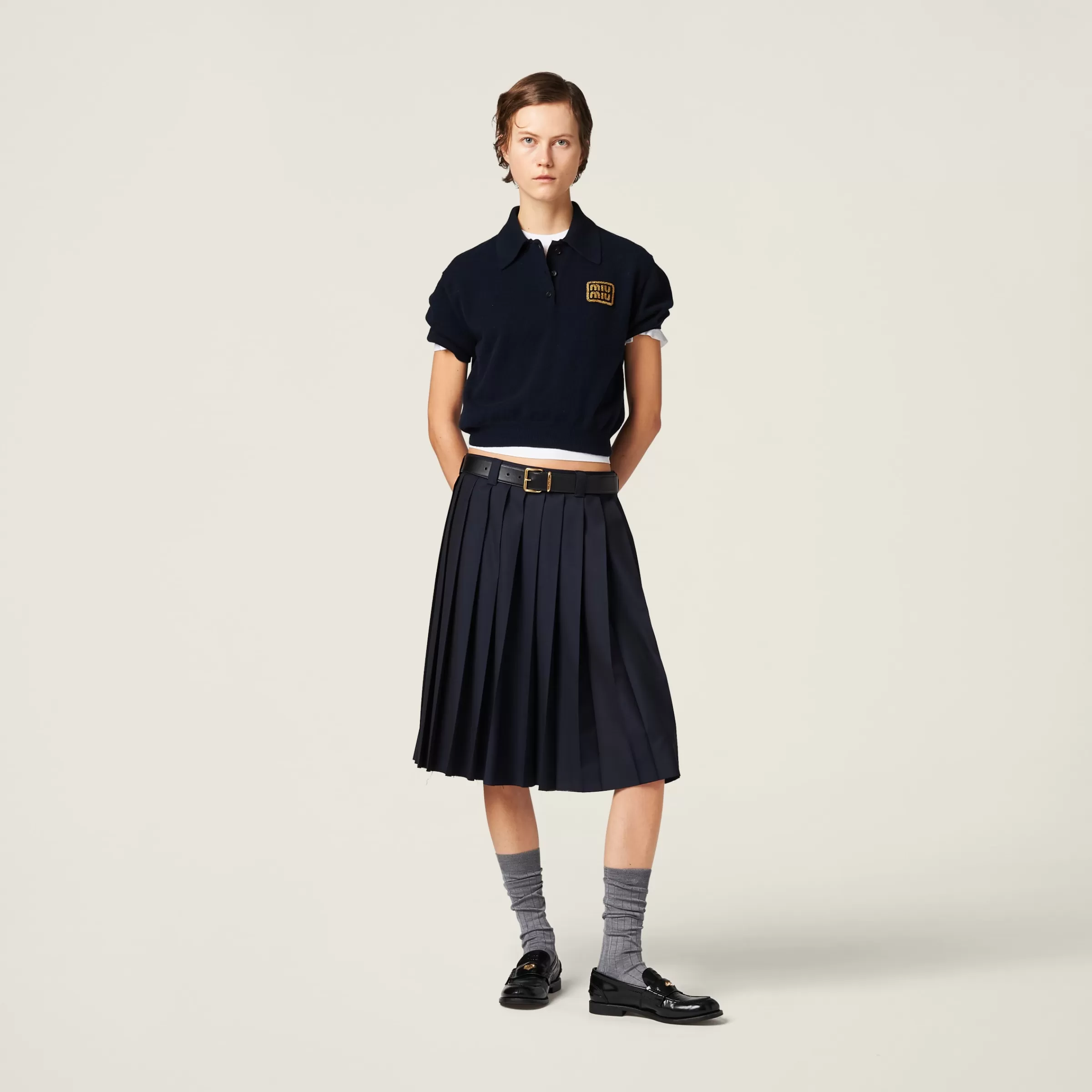 Miu Miu Pleated Batavia Skirt |