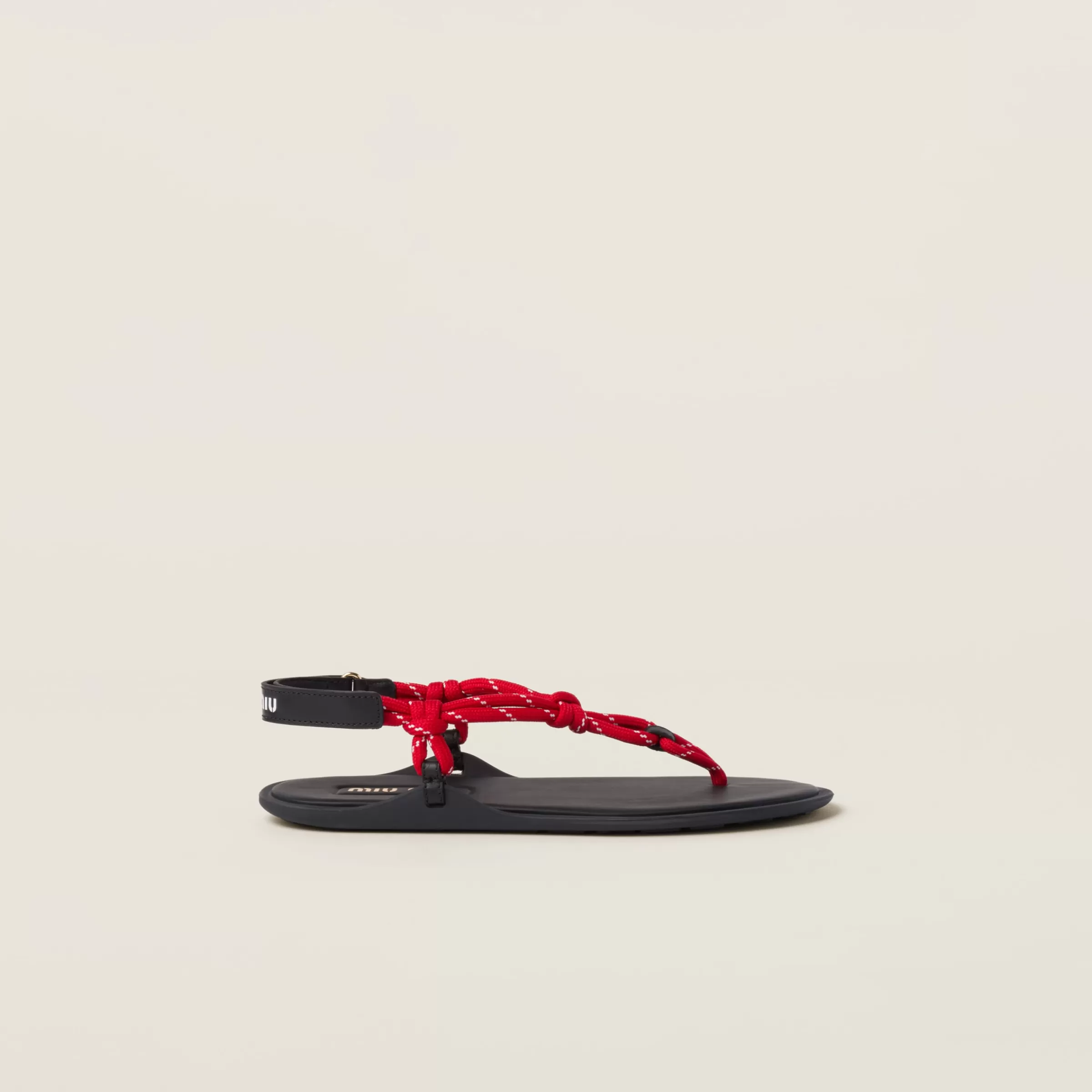 Miu Miu Riviere Cord And Leather Sandals |