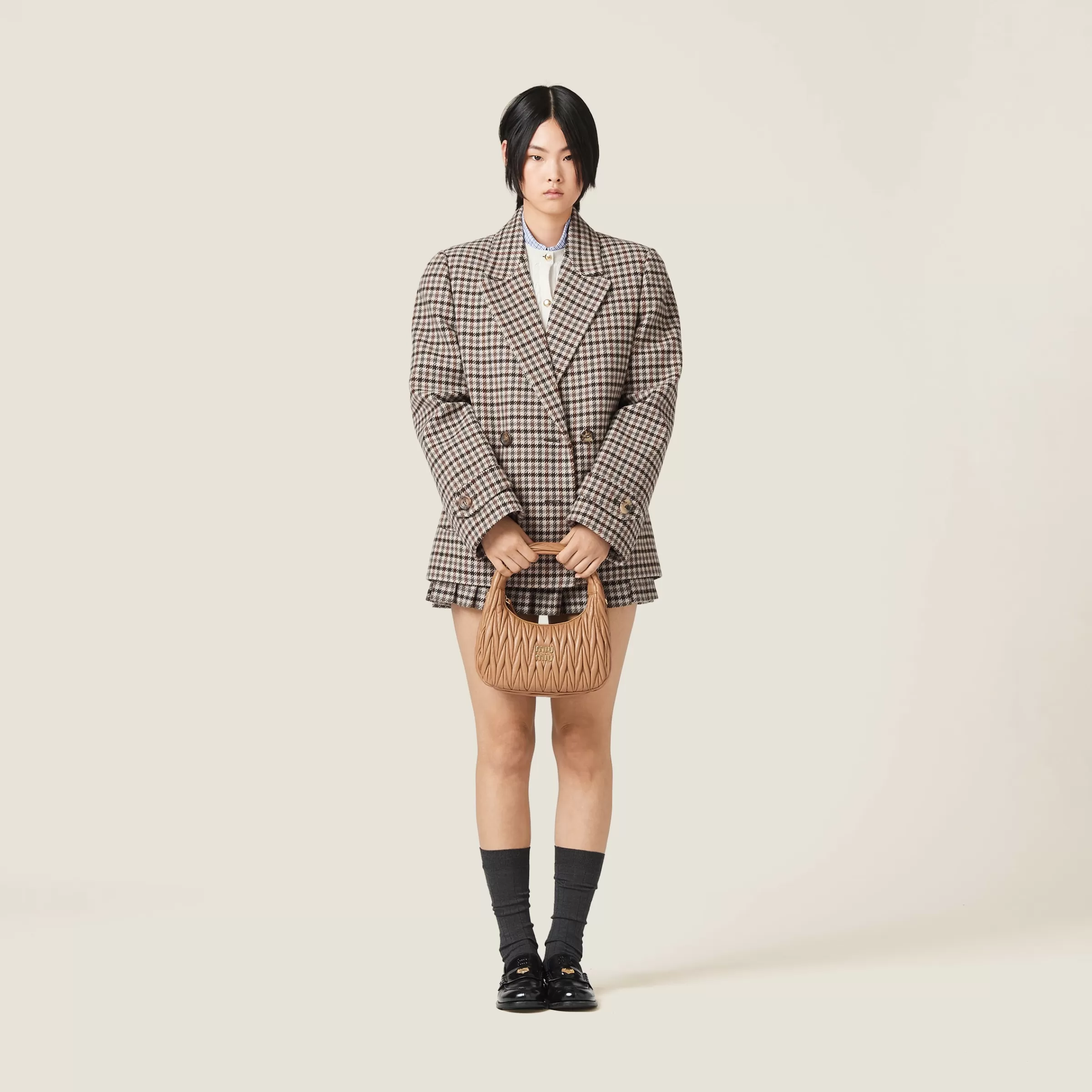 Miu Miu Double-breasted Houndstooth Check Jacket |