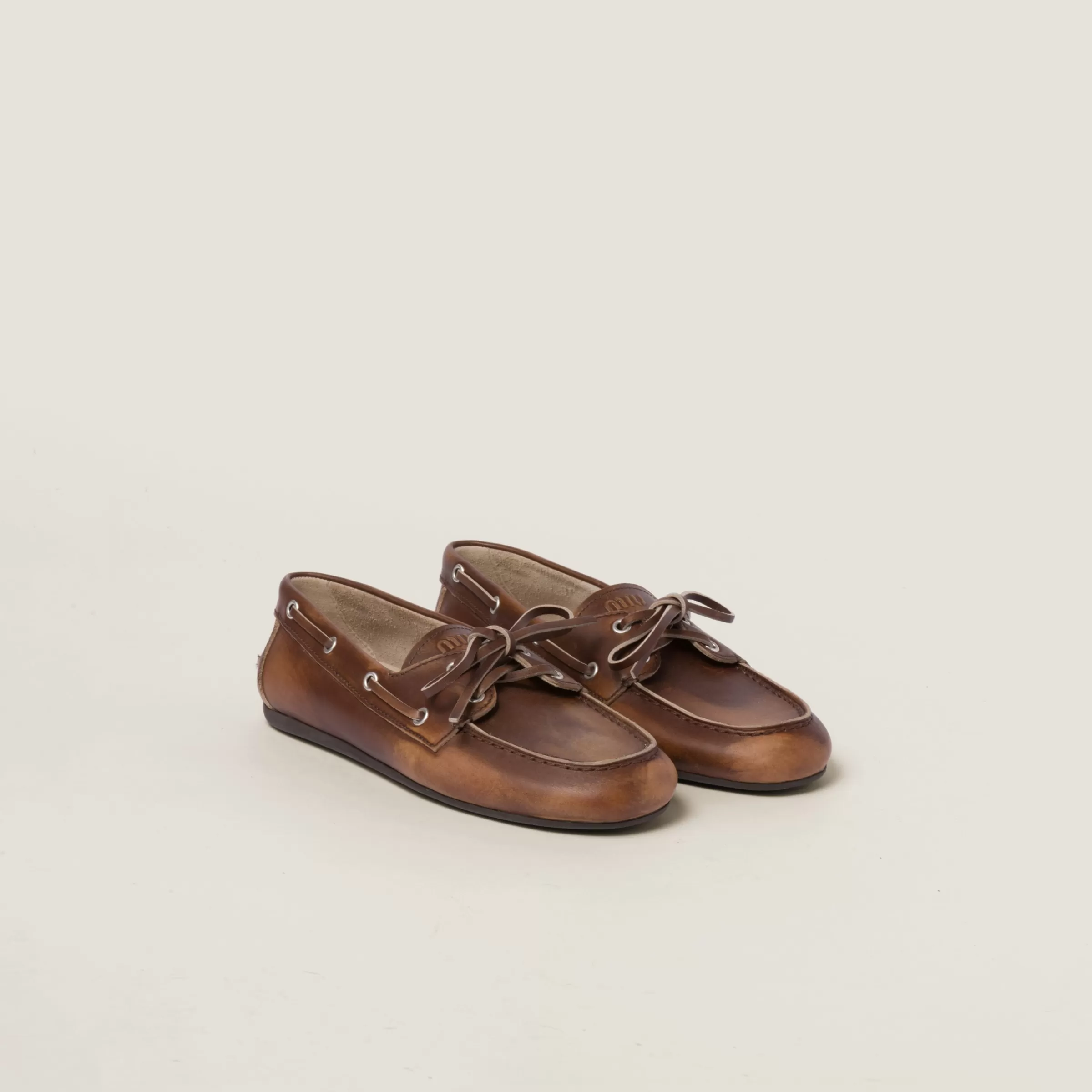 Miu Miu Unlined Bleached Leather Loafers |