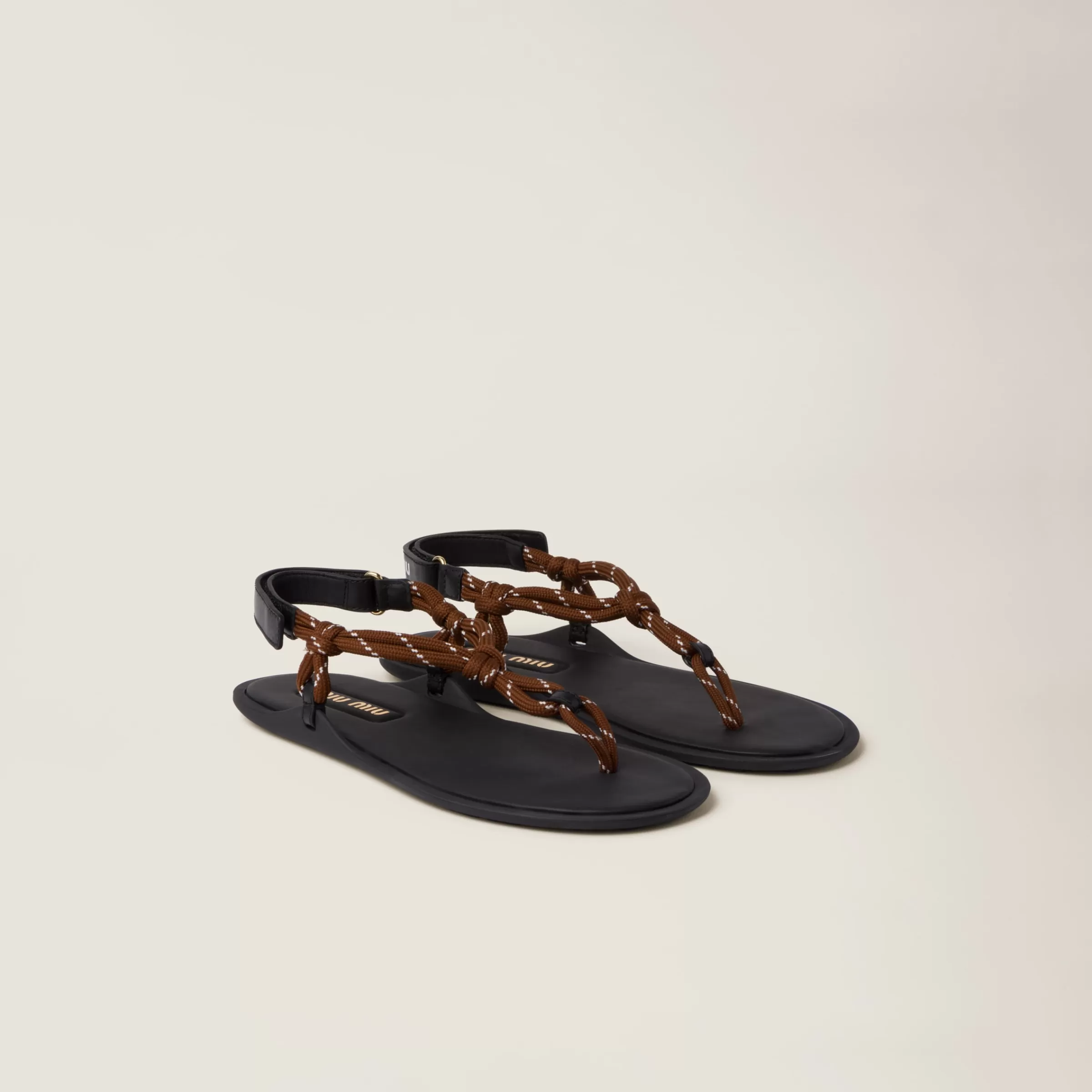 Miu Miu Riviere Cord And Leather Sandals |