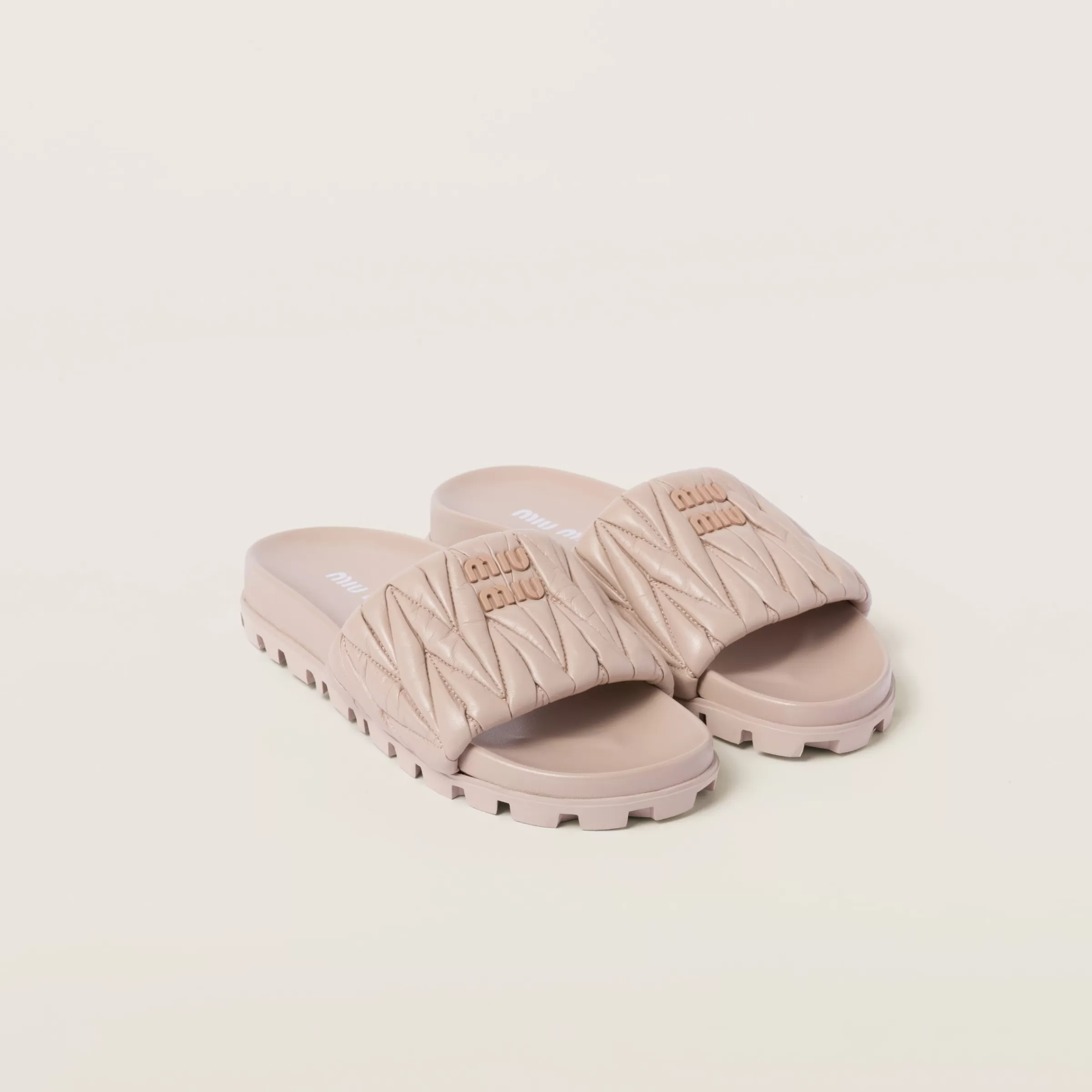Miu Miu Matelassé Nappa Leather Slides |