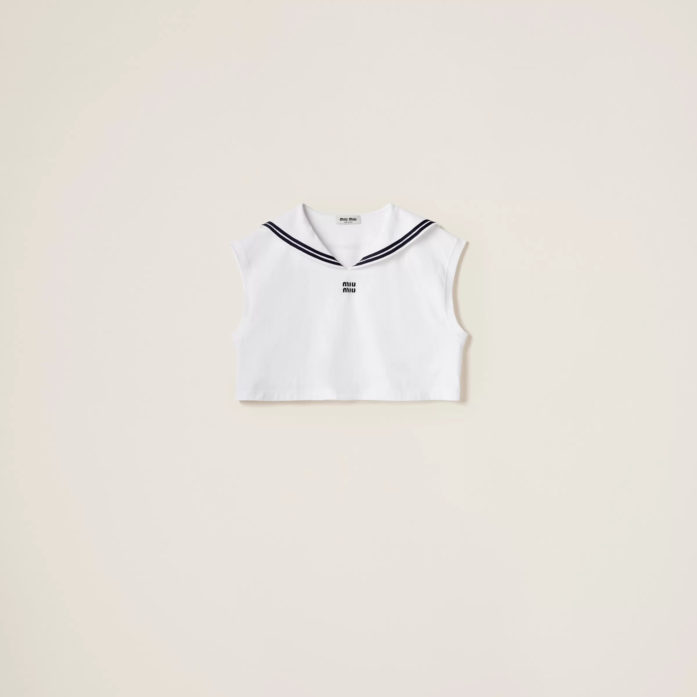 Miu Miu Cotton Jersey Top With Embroidered Logo |