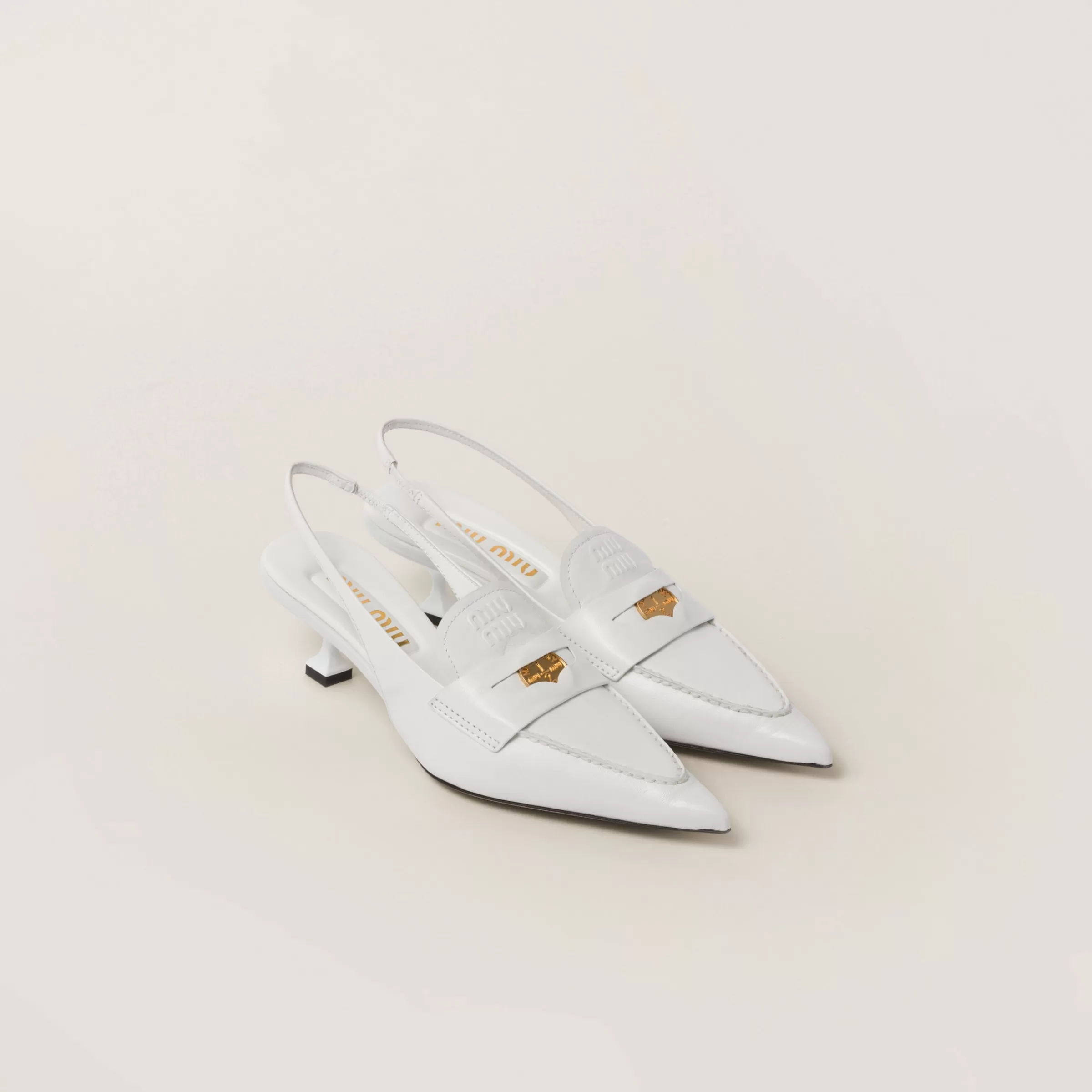 Miu Miu Leather Penny Loafers With Heel |