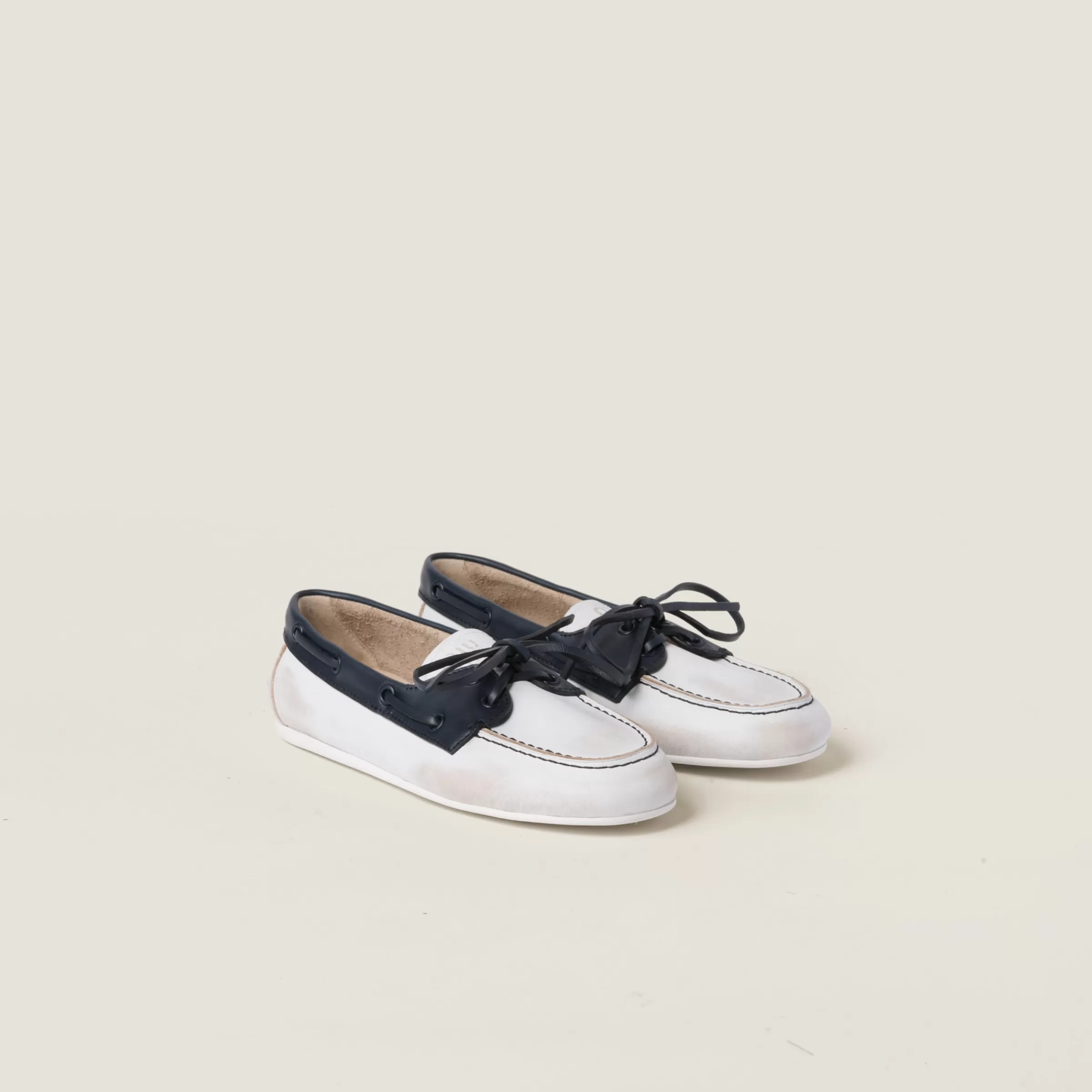 Miu Miu Unlined Bleached Two-tone Leather Loafers |