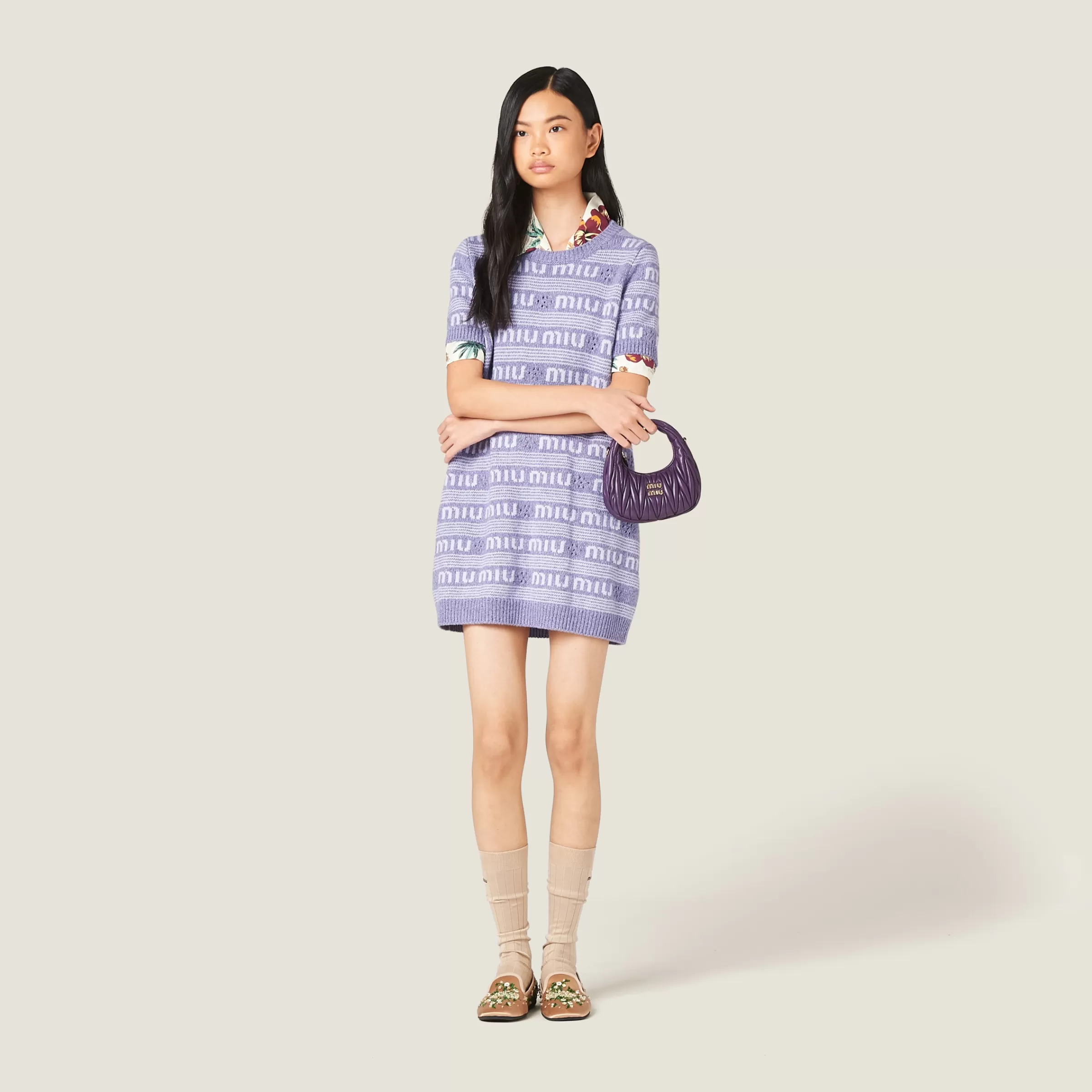 Miu Miu Wool And Cashmere Dress With Logo |