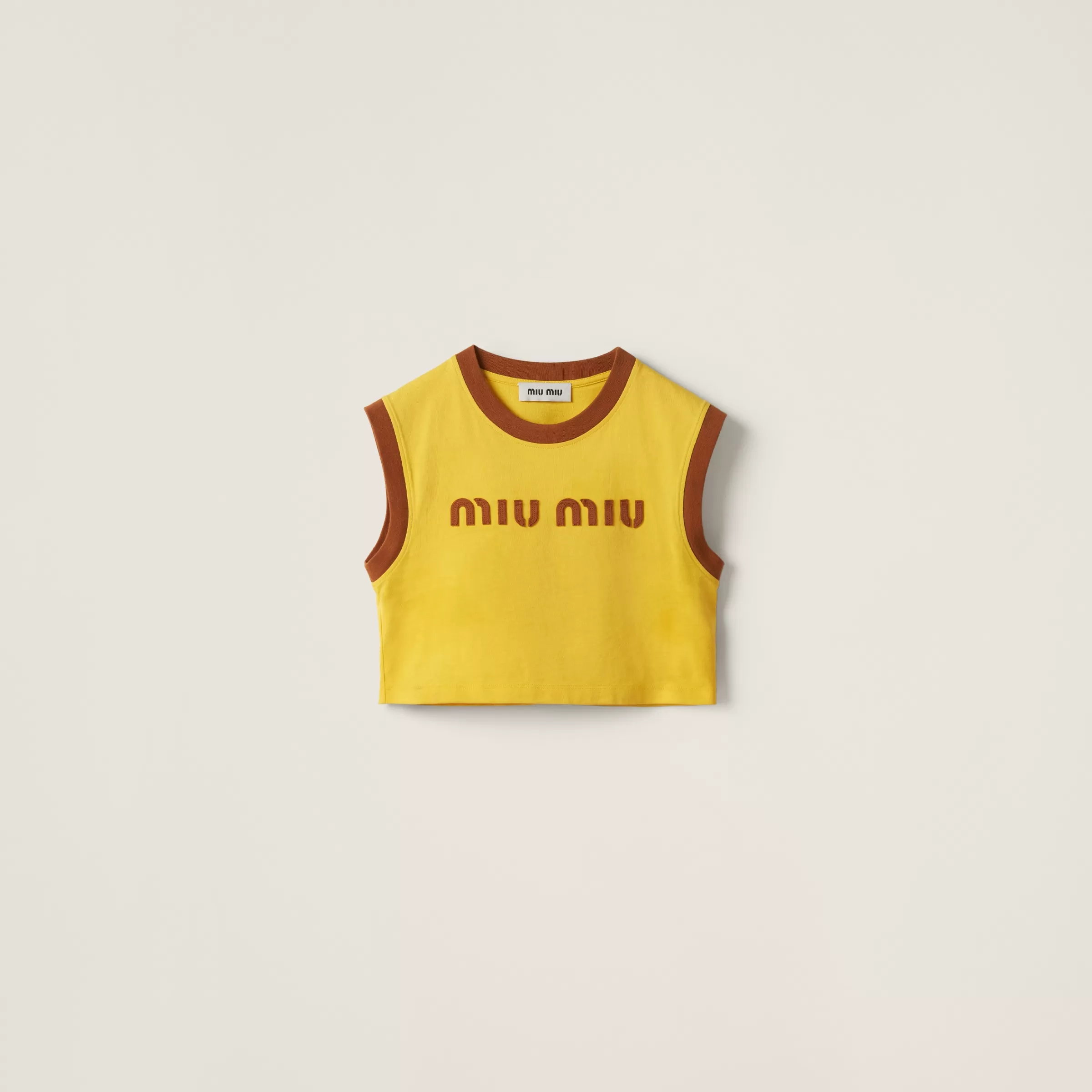Miu Miu Cotton Jersey Top With Embroidered Logo |